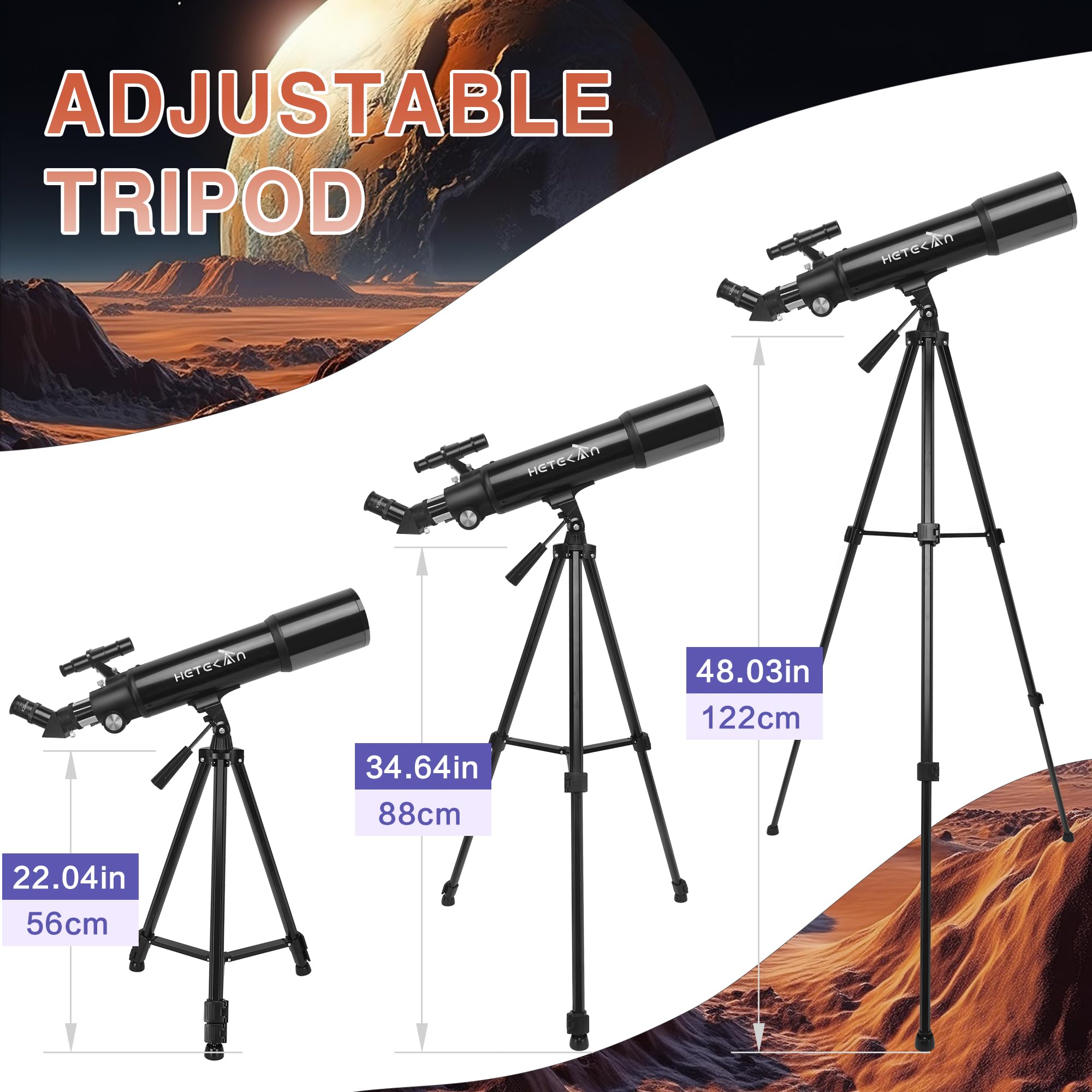 High-Powered 80mm Aperture Refractor Telescope for Adults & Beginners - 180X Magnification Astronomy Telescope with Phone Adapter & Carrying Bag - Perfect for Moon Observation, Stargazing, and Outdoor Adventures