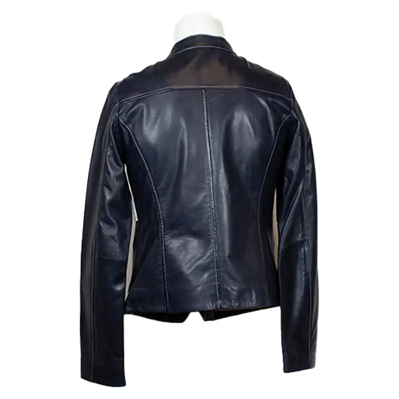 Women's Snap Collar Lamb Leather Jacket - Genuine Plonge Leather, Stylish & Comfortable for Casual Outings, Date Nights & Fall Fashion