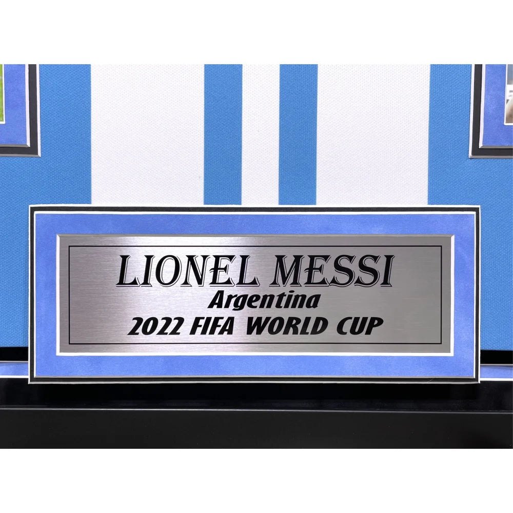 Lionel Messi Autographed Argentina 2022 World Cup Jersey - Framed with BAS Certificate - Perfect for Sports Memorabilia Collectors & Football Fans Display
