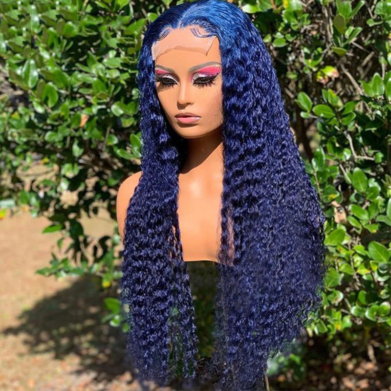 Flawless Blue Eullair Navy Blue Body Wave Straight Curly Human Hair Lace Front Wig | TikTok Saebunny Recommended | Perfect for Cosplay, Parties & Daily Wear