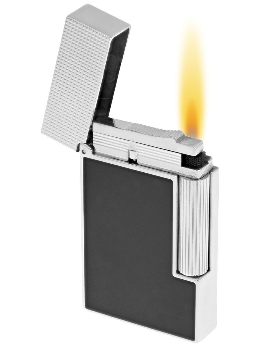 Premium S.T. Dupont Ligne 2 Black Lacquer & Palladium Luxury Cigar Lighter - Perfect for Cigar Aficionados, Gifts & Special Occasions
