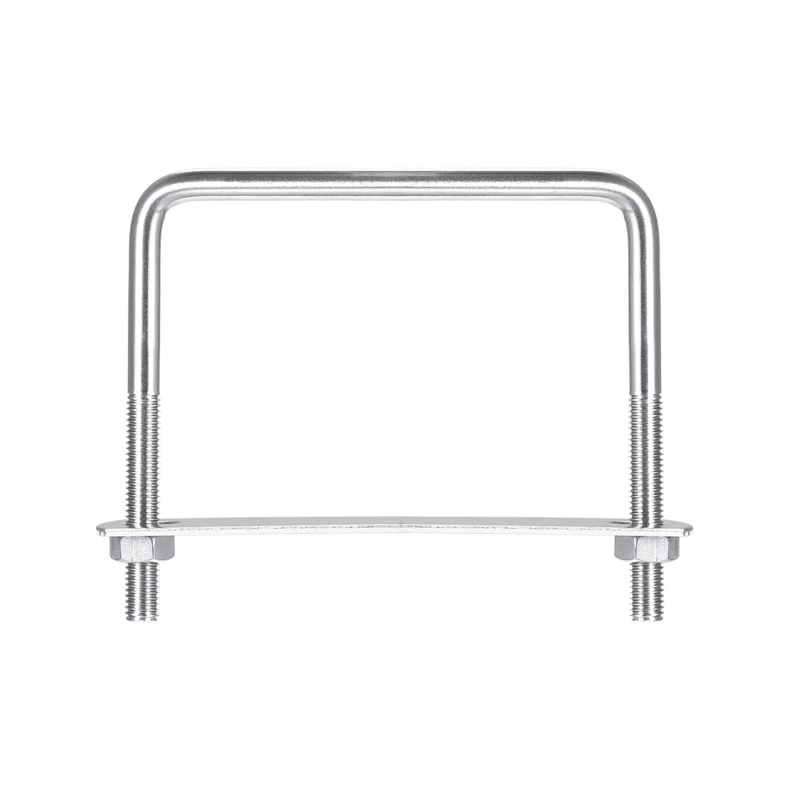 **304 Stainless Steel U-Bolts - 3 Sets M8 Square U-Clamp Bolts with Nuts & Plates, 102mm (4.02