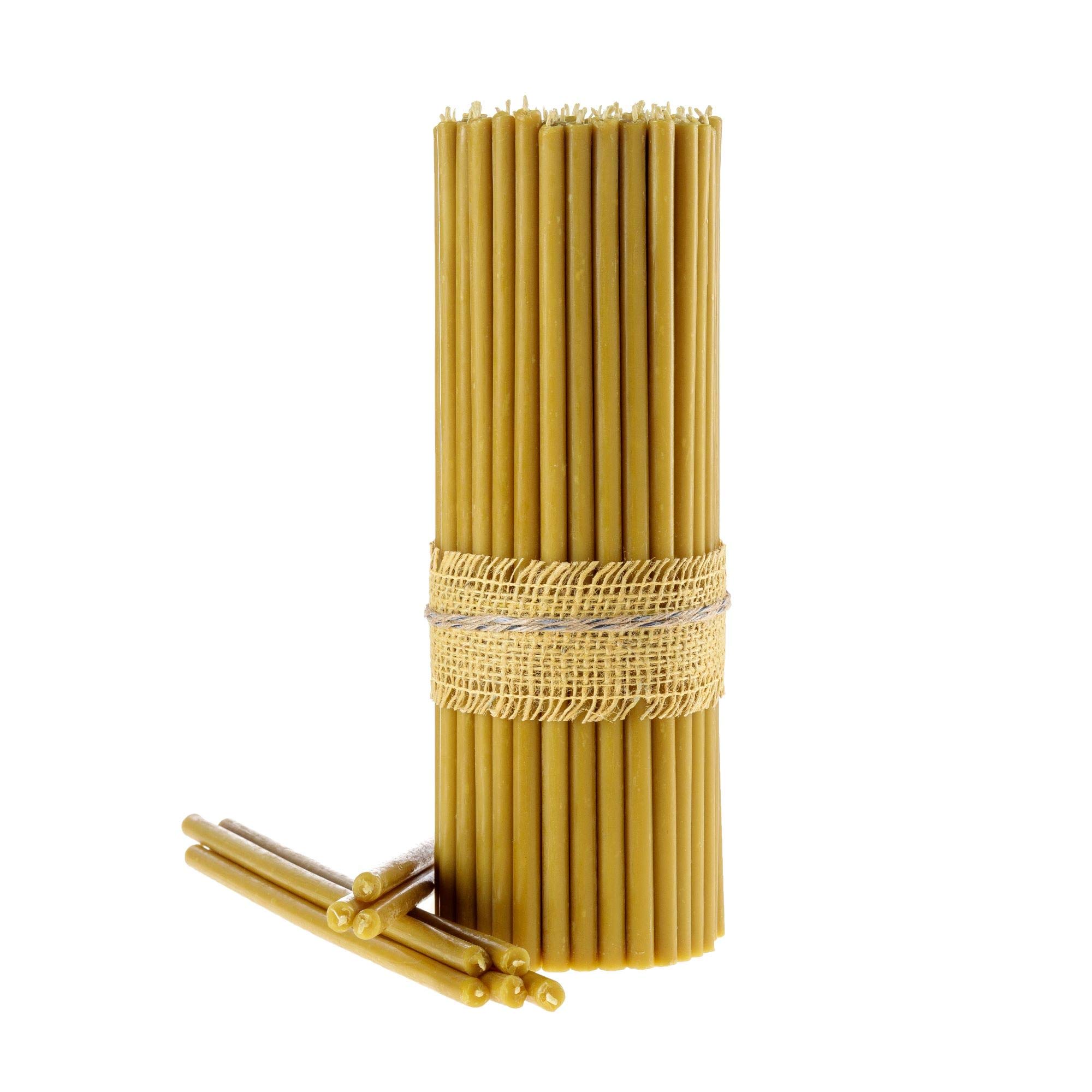 Pure Beeswax Taper Candles - No-Drip Smoke-Free 12