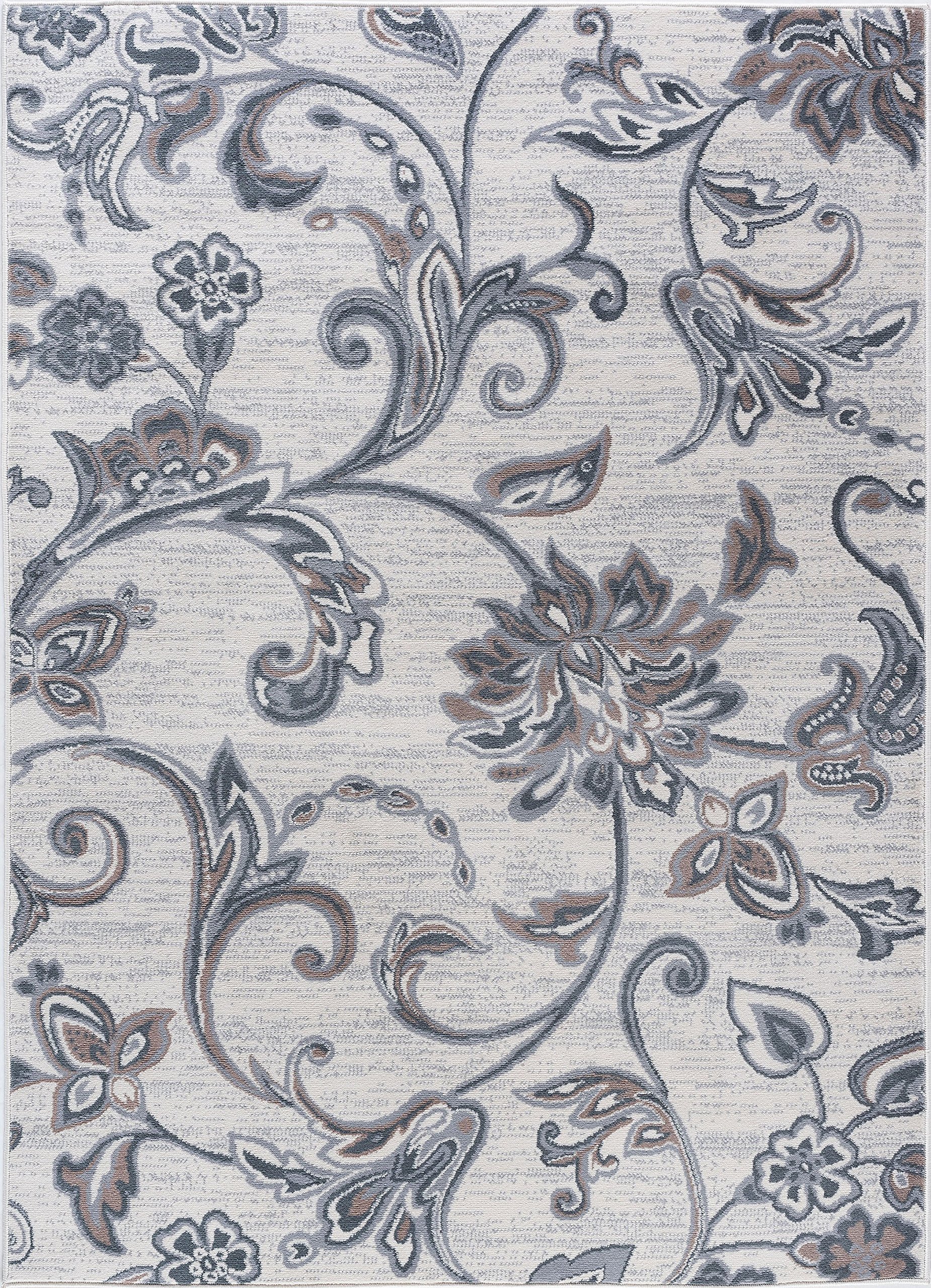 Garland Transitional Floral Cream Rectangle Area Rug 7.6' x 10' - Soft Living Room Rug for Bedroom, Dining Room & Home Decor