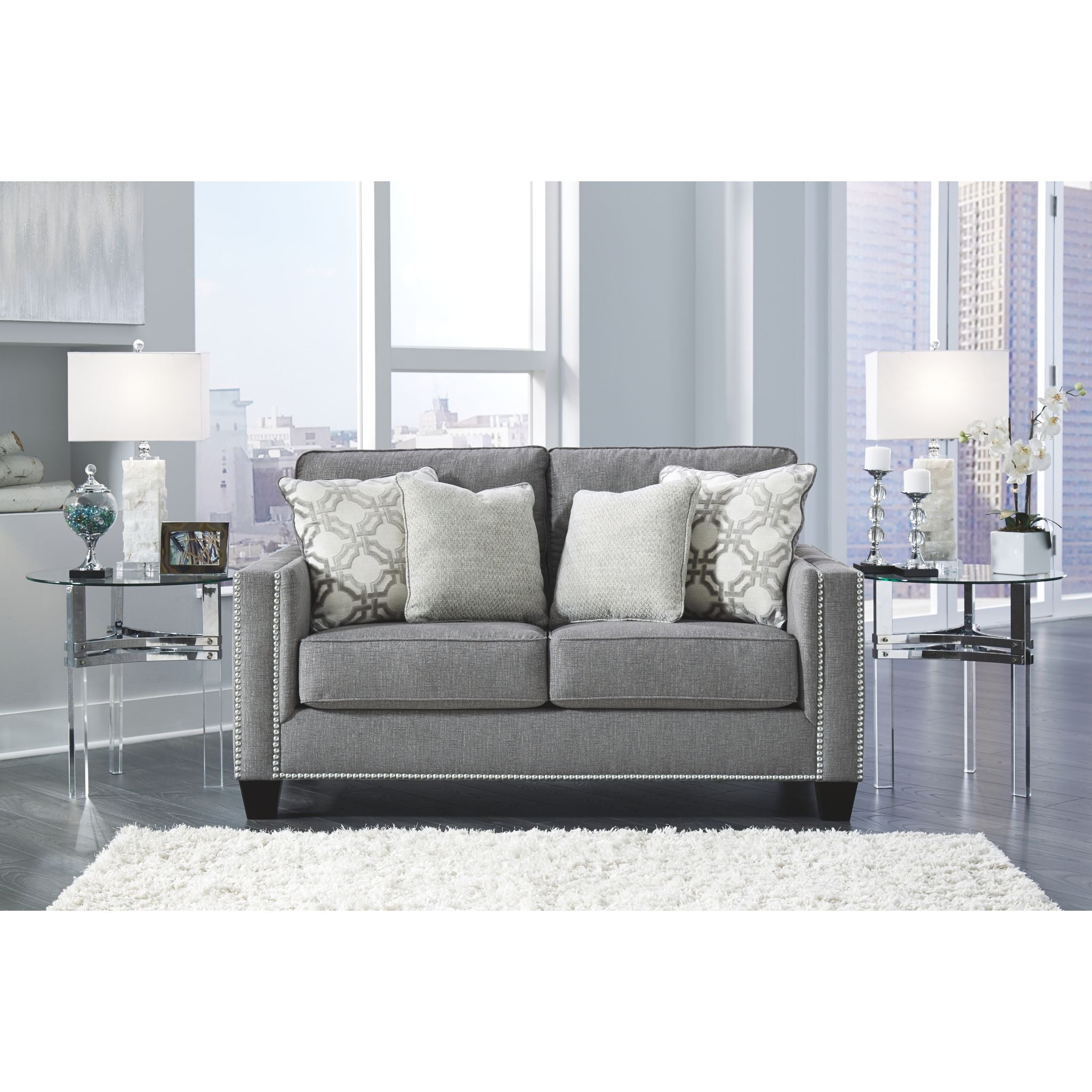 Barrali Loveseat Sofa - Modern 2-Seater Couch with Comfortable Cushions in Soft Gray (Fog) - Perfect for Living Room, Apartment, or Small Space Decor