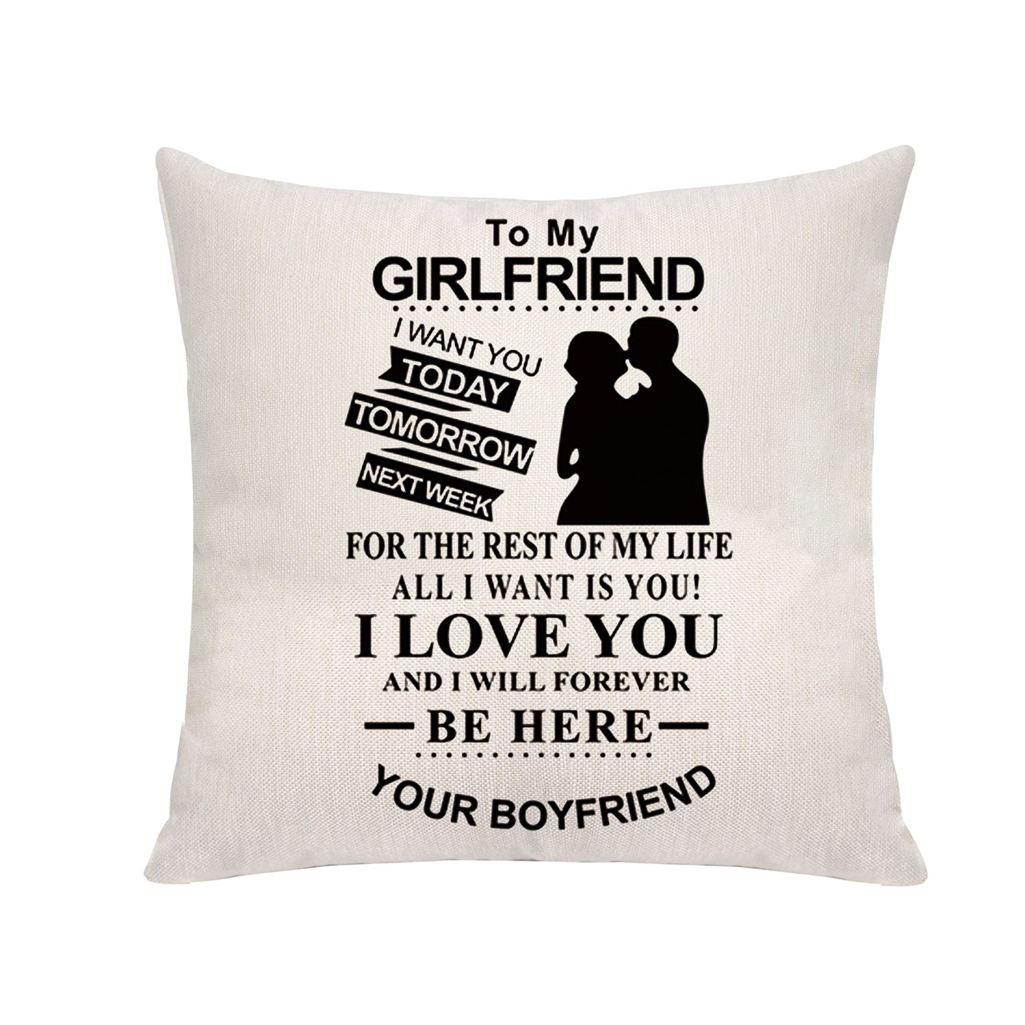 Romantic Linen Throw Pillow Covers 18x18 Inch - Anniversary & Valentine's Day Gift for Couples, Girlfriend - Soft Cushion Covers for Sofa, Bed, Home Decor - Perfect for Cozy Nights & Romantic Surprises (VSU-206)