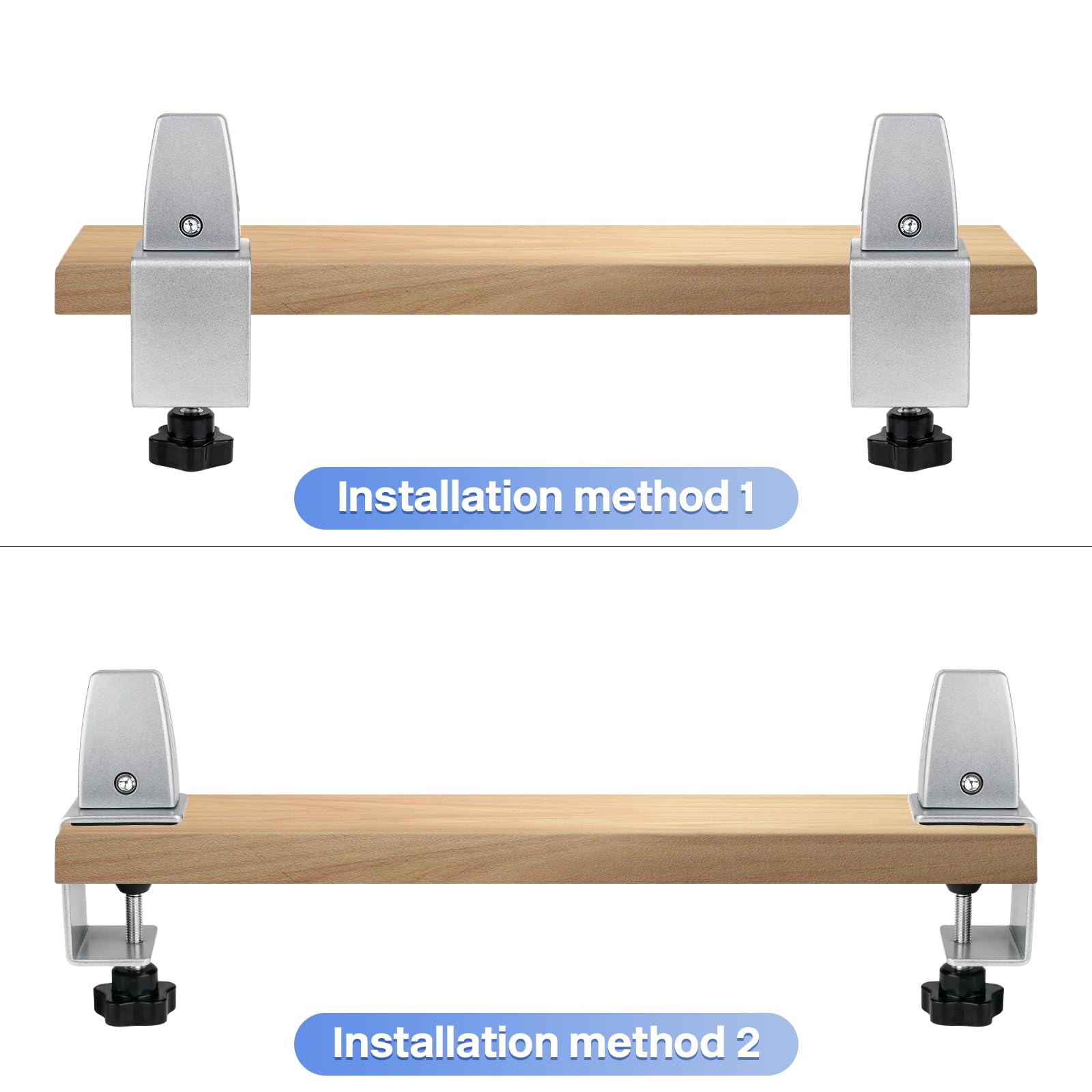 2 Packs Adjustable Aluminum Sneeze Guard Support Clamps - Acrylic Desk Divider & Privacy Panel for Counter - Perfect for Office, Restaurant, and Retail Spaces