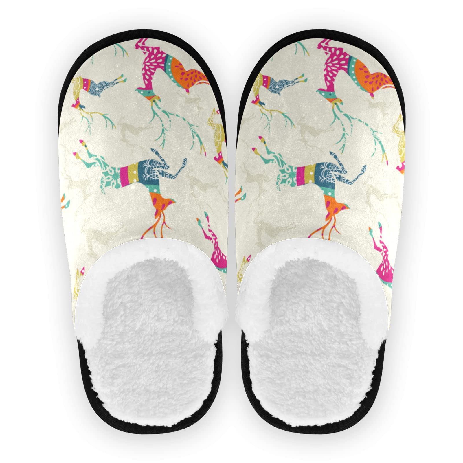 Vozoza Memory Foam Slippers for Women & Men - Cozy Christmas Elk Deer House Slippers, Non-Slip Indoor/Outdoor Spa & Travel Slippers - Perfect for Home Relaxation, Hotel Use & Gifts