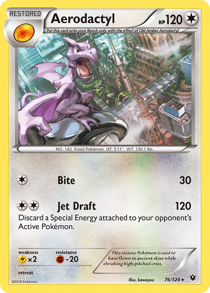 Aerodactyl Pokemon Card (76/124) XY Fates Collide - Rare Collectible Trading Card for Battles & Display