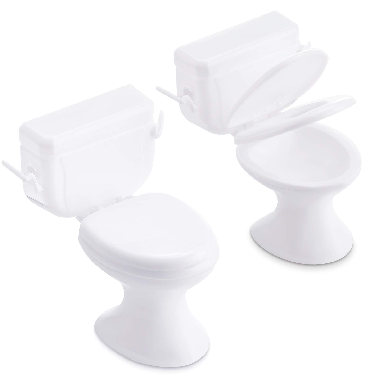 2 Pcs Mini Toilet Seat Toy for Dollhouse - Classic White Bathroom Furniture Accessories, Tiny Cake Topper, Realistic Dollhouse Miniatures | Perfect for DIY Dollhouse Decor, Kids Pretend Play & Miniature Scenes