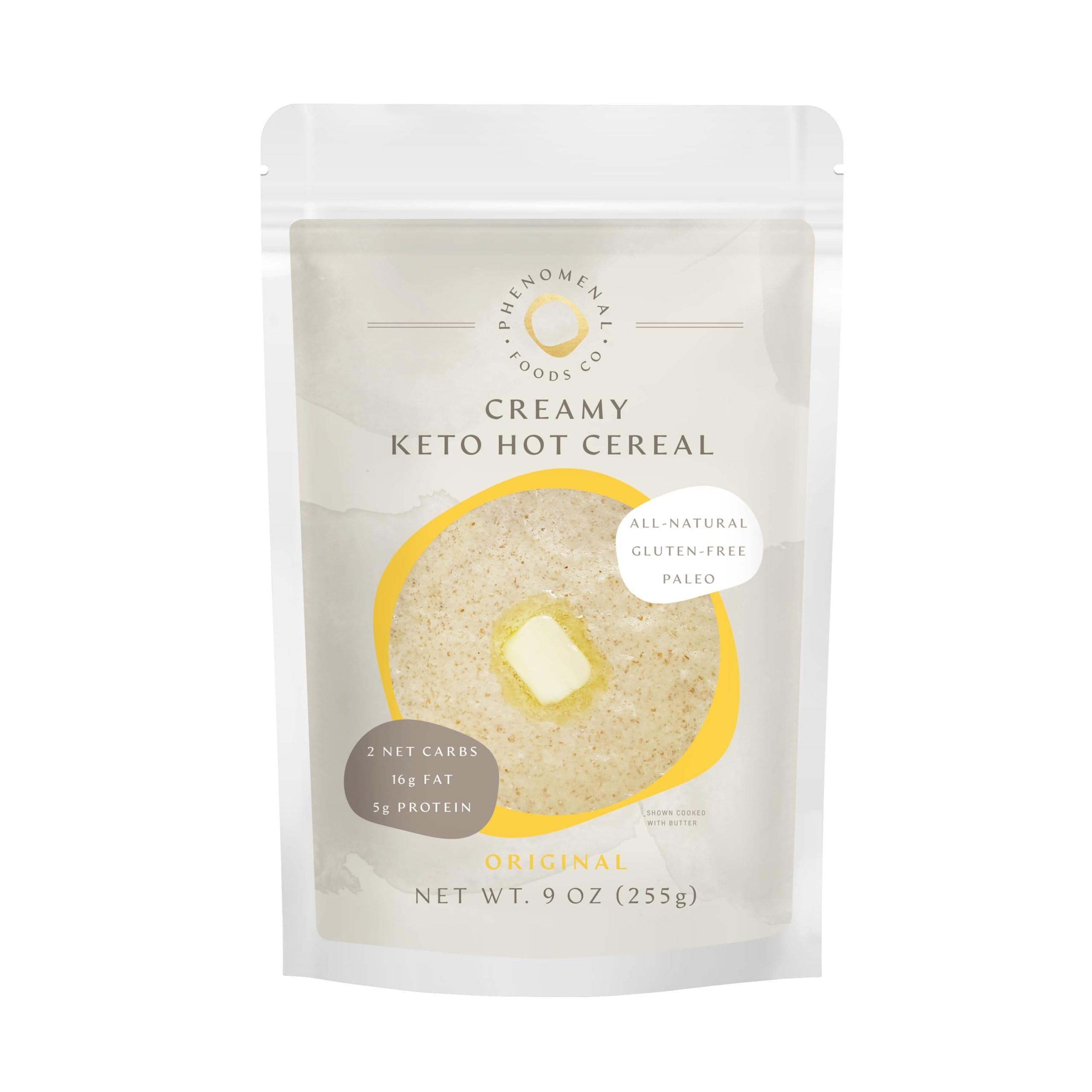 Phenomenal Foods Co Creamy Keto Hot Cereal® Original - Low Carb Farina - Unsweetened - Gluten Free & Grain Free - Paleo Friendly - Diabetic Safe - High Protein Vegan Breakfast Cereal for Weight Loss & Healthy Lifestyle | Perfect for Keto Diet, Busy Mornings & On-the-Go Nutrition