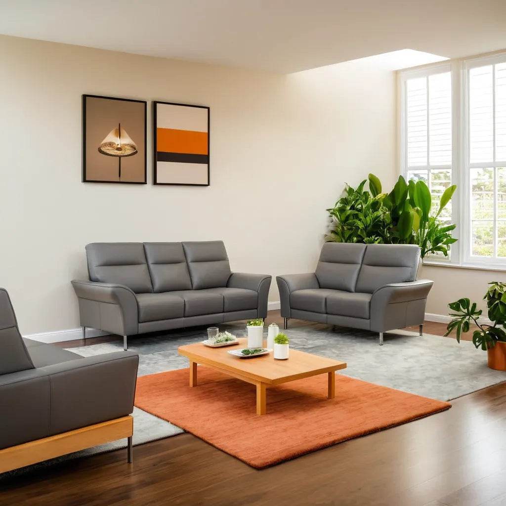 Jonah Faux Leather Sofa - Modern PU Leather Couch for Living Room, Office & Lounge - Comfortable Contemporary Sectional Sofa with Sturdy Frame