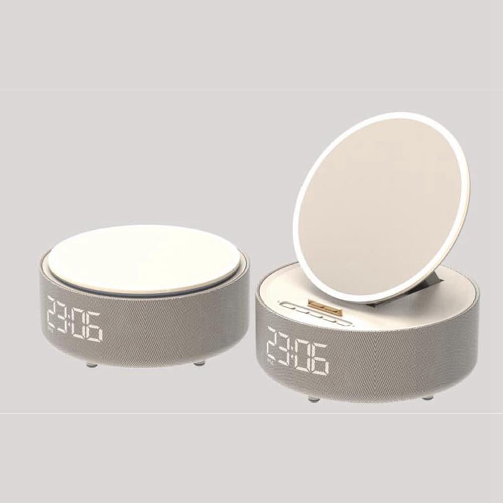 6-in-1 Wireless Charging Station with Alarm Clock, Bluetooth Speaker, Fast Qi Charger for iPhone & Android - Perfect for Bedroom, Office & Nightstand Charging
