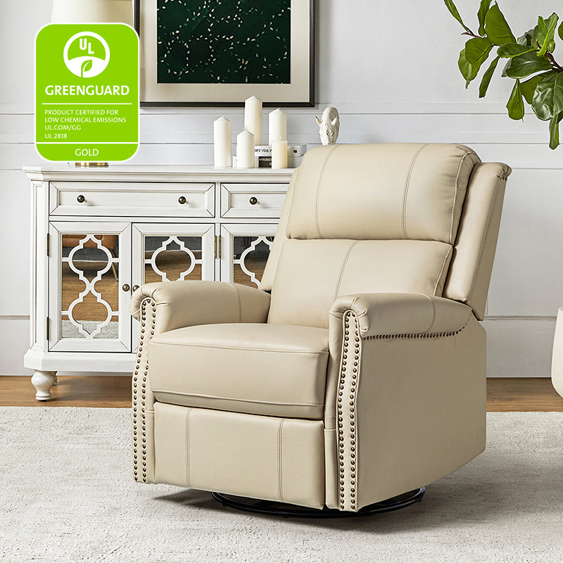 Kaietan Genuine Leather Power Rocking Recliner Chair - Adjustable Electric Massage Recliner Sofa for Living Room, Home Theater & Office Relaxation