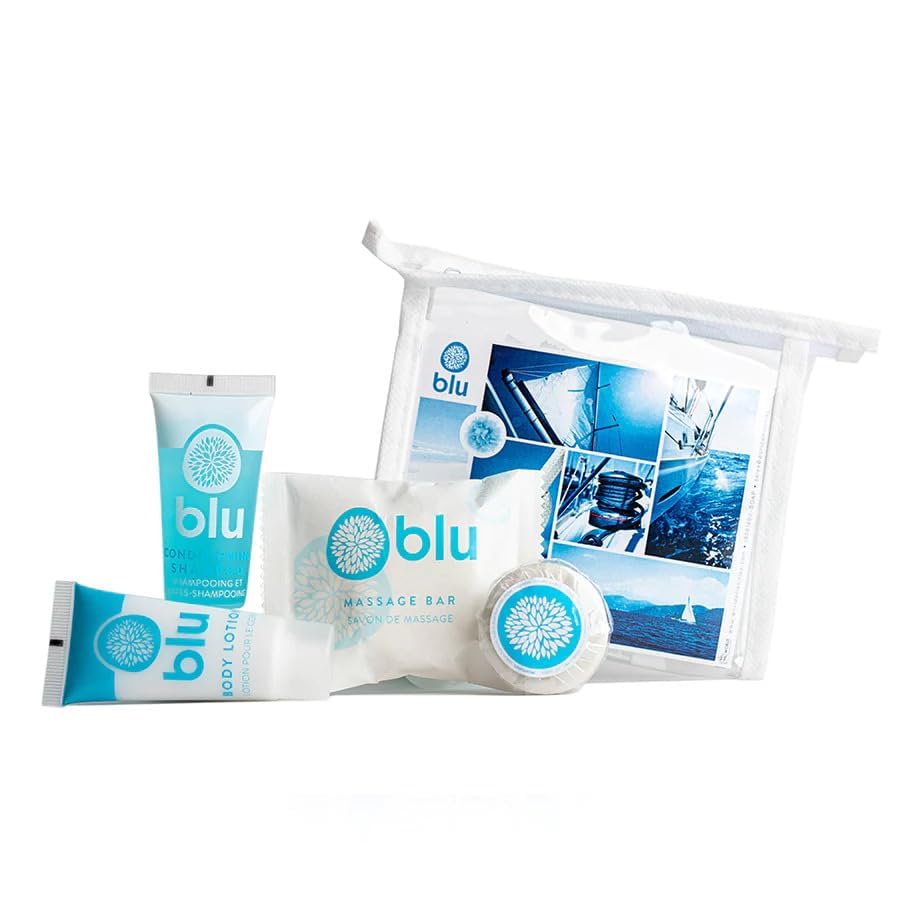 Premium Blu Bathroom Travel Kit - Luxury Hotel Quality Toiletries for Women & Men - Perfect for Vacations, Business Trips & Gifts