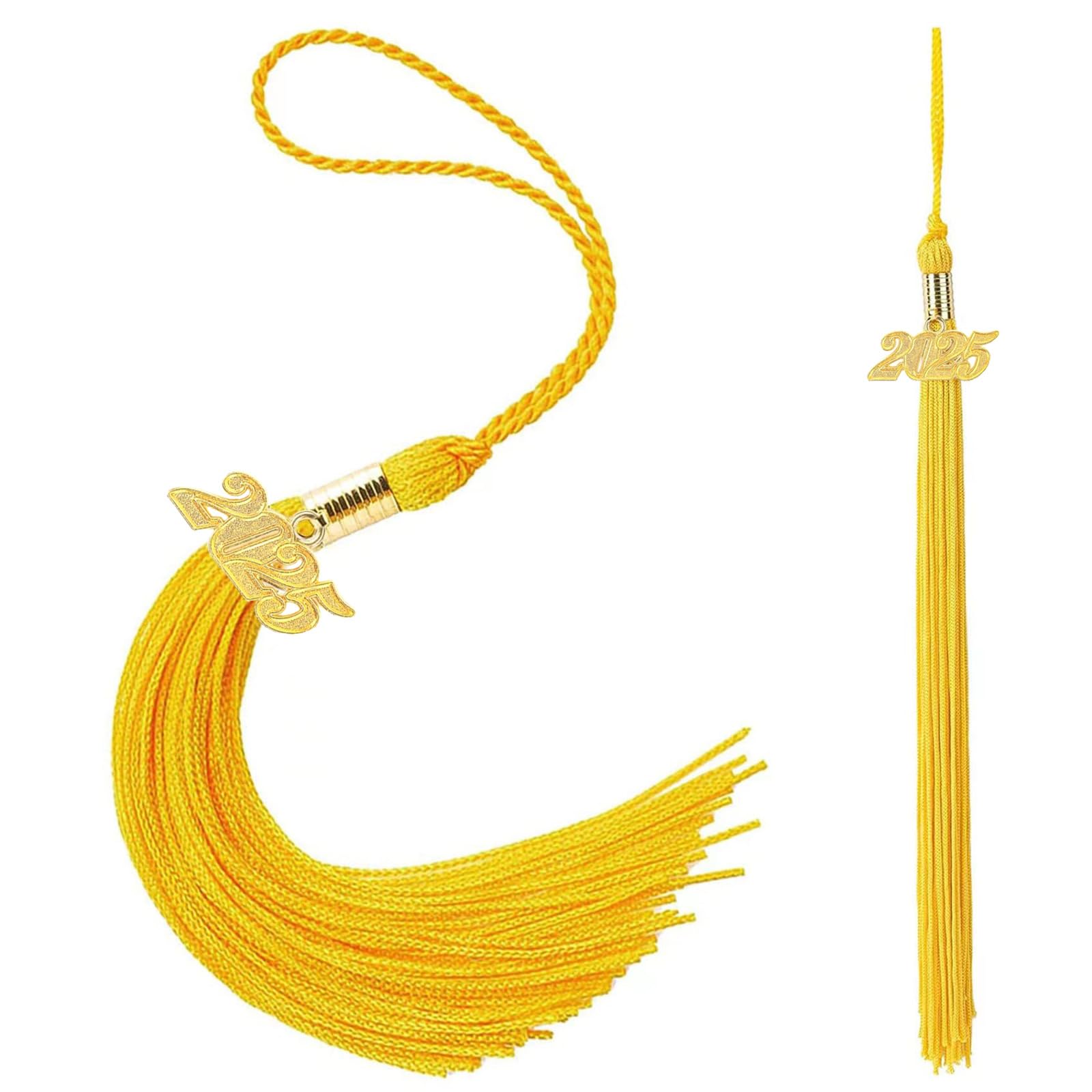 2025 Gold Graduation Tassel - 9 Inch Elegant Tassel with 2025 Year Charm for High School & College Graduation Ceremony, Commencement, Photo Props and Keepsake