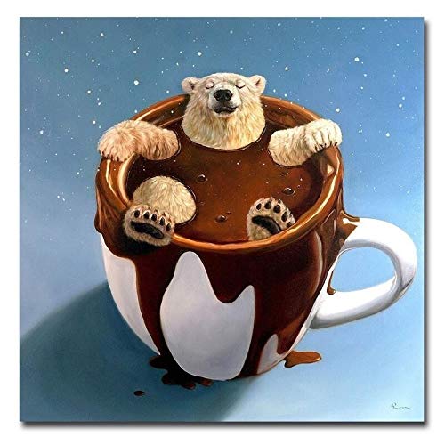Lucia Heffernan Chocolate Spa Gallery Wrapped Canvas Giclee Art Print - 18x18 Inch Ready to Hang Wall Decor for Living Room, Bedroom & Office - Cute Dog Painting for Home & Spa Interior Design