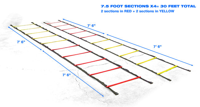 XM Fitness 30ft Agility Ladder for Speed Training - Portable Exercise Equipment for Football, Soccer, Basketball & Home Workouts - Improve Footwork & Agility Drills