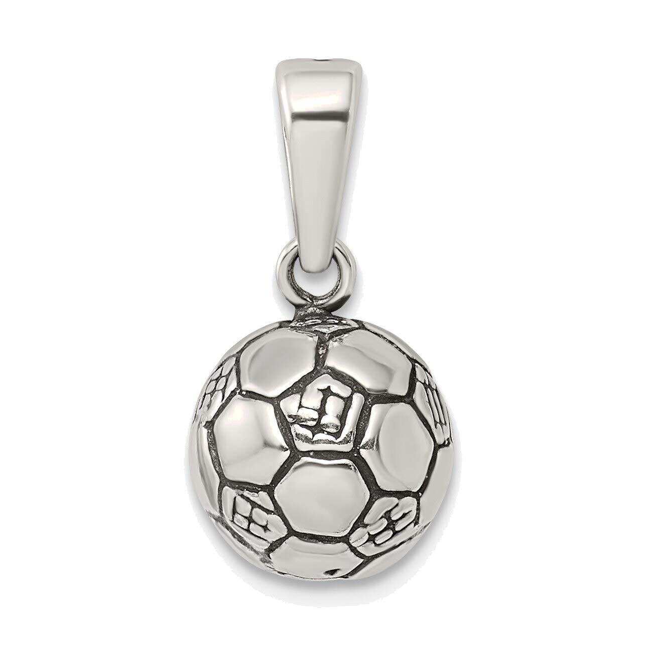 Bonyak Jewelry Solid Sterling Silver Antiqued Soccer Ball Pendant Necklace for Men & Women - Perfect Gift for Soccer Fans, Players & Coaches - Game Day, Birthday & Sports Events Accessory