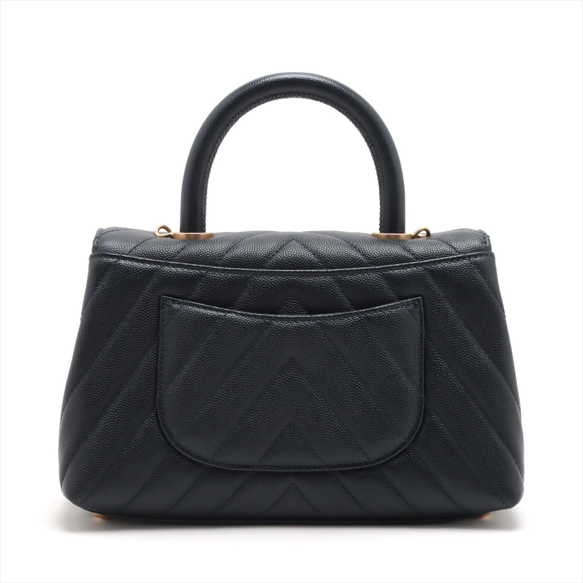 Chanel Small Chevron Coco Handle Bag in Navy Caviar Leather - Perfect for Work, Evening Events & Luxury Fashion Accessories