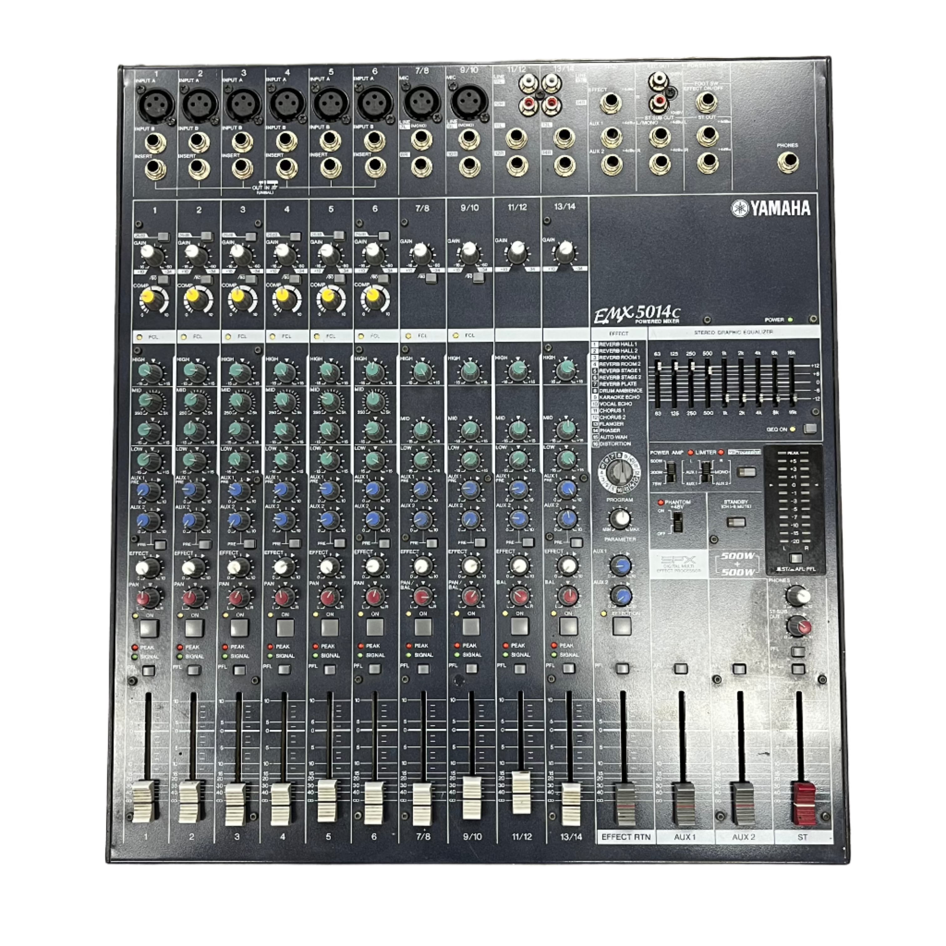 Yamaha 5014C Professional Power Mixer - 4-Channel Audio Mixer with Built-in Amplifier for Live Performances, DJ Sets, and Studio Recording