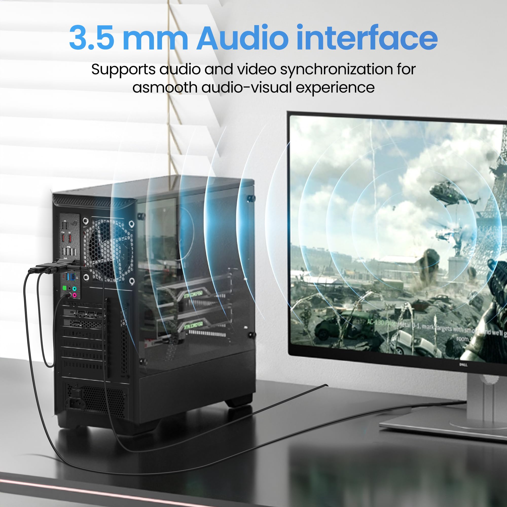 VGA to HDMI Adapter 1080P@60Hz - PC to TV Converter for Monitor & Projector