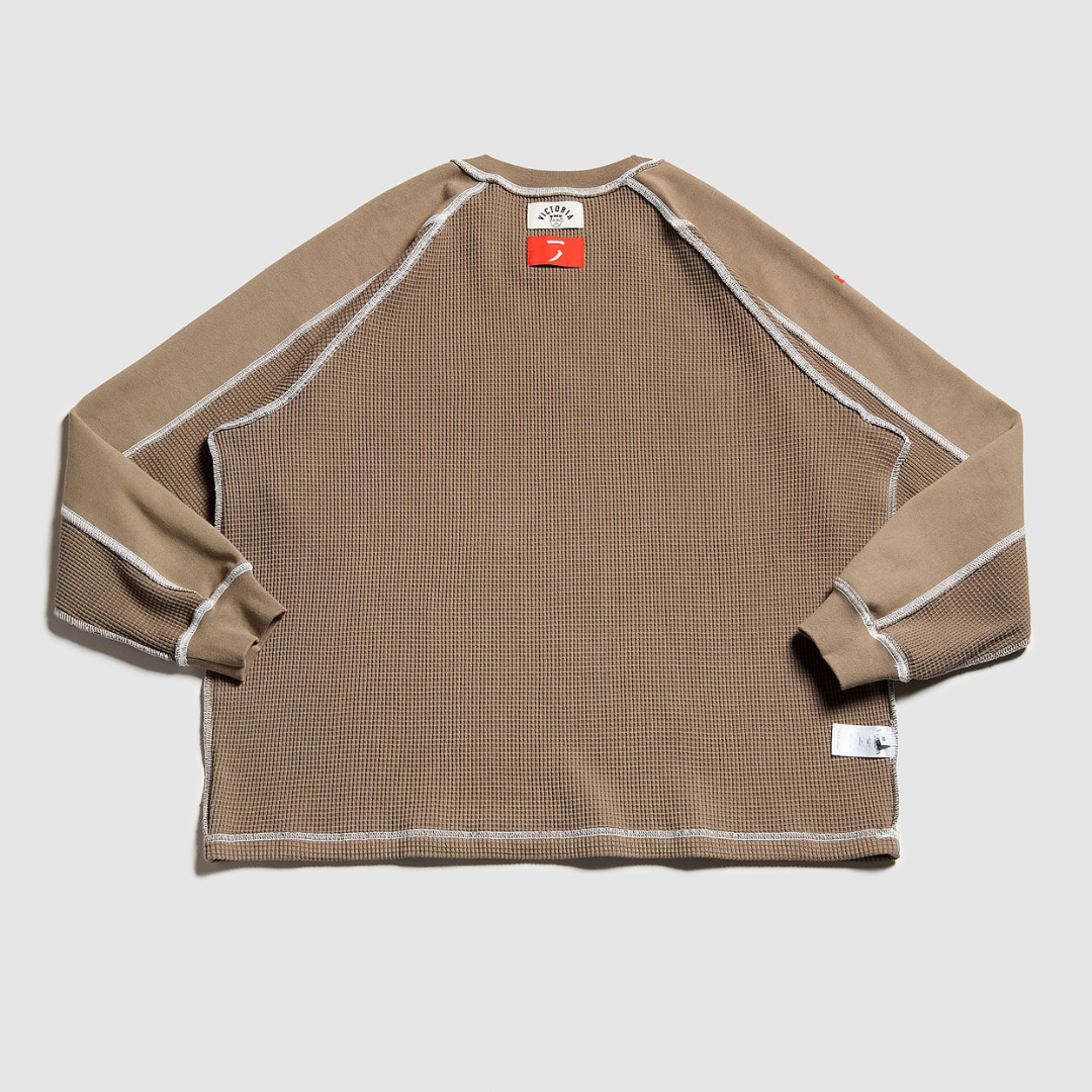 Victoria Waffle Knit Long Sleeve Sweater Tee - Soft & Cozy Women's Pullover [Walnut Brown] - Perfect for Fall Layering & Casual Outfits