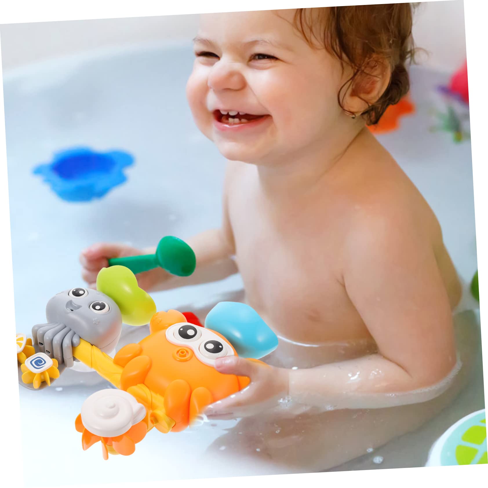 VICASKY 4-Piece Water Toy Crab Set for Kids - Fun Bath Toys for Babies & Toddlers - Safe ABS Plastic Floating Crab Toys for Bathtub, Pool & Beach Playtime