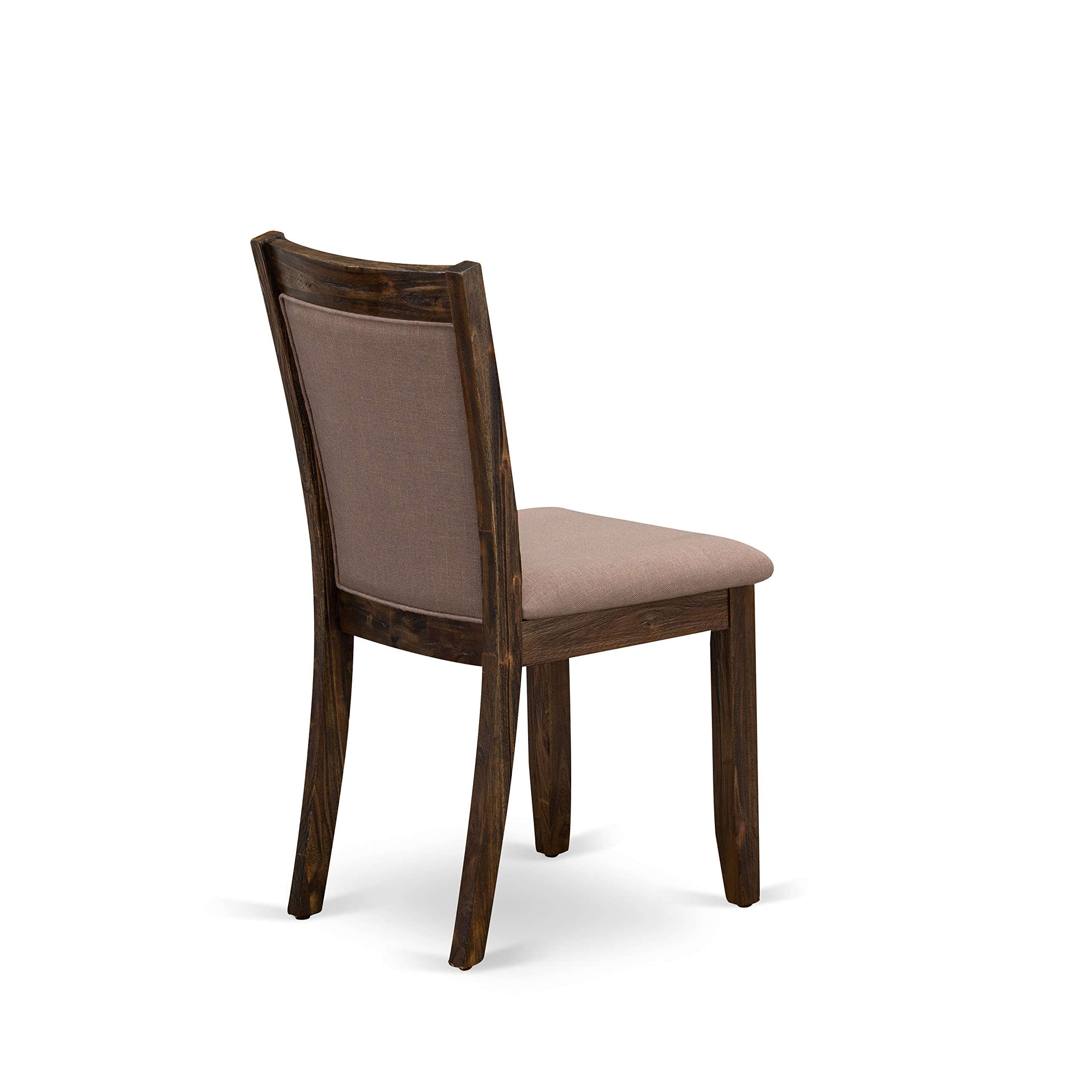 East West Furniture I3MZ5-748 5-Piece Round Dining Table Set with Pedestal Base & 4 Coffee Linen Fabric Parson Chairs, 48x48 Inch, Distressed Jacobean Finish - Perfect for Kitchen, Breakfast Nook, and Small Space Dining Rooms