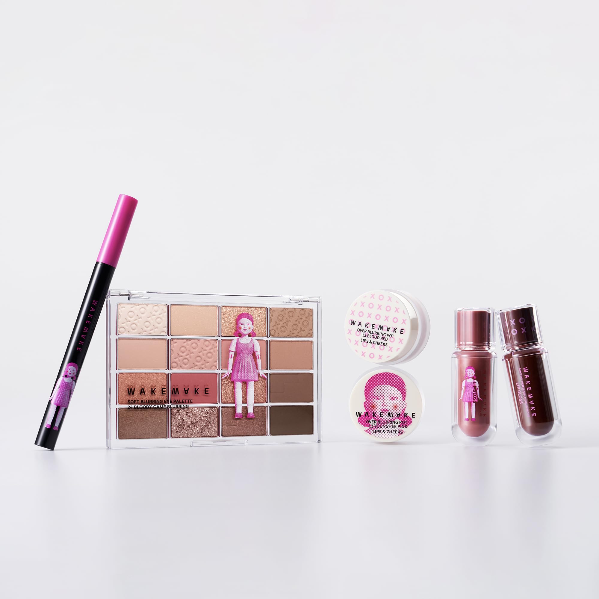 WM X NETFLIX SQUID GAME Soft Blurring Eye Palette 24 Bloody Game Blurring Eyeshadow Palette for Party, Halloween, and Cosplay Makeup
