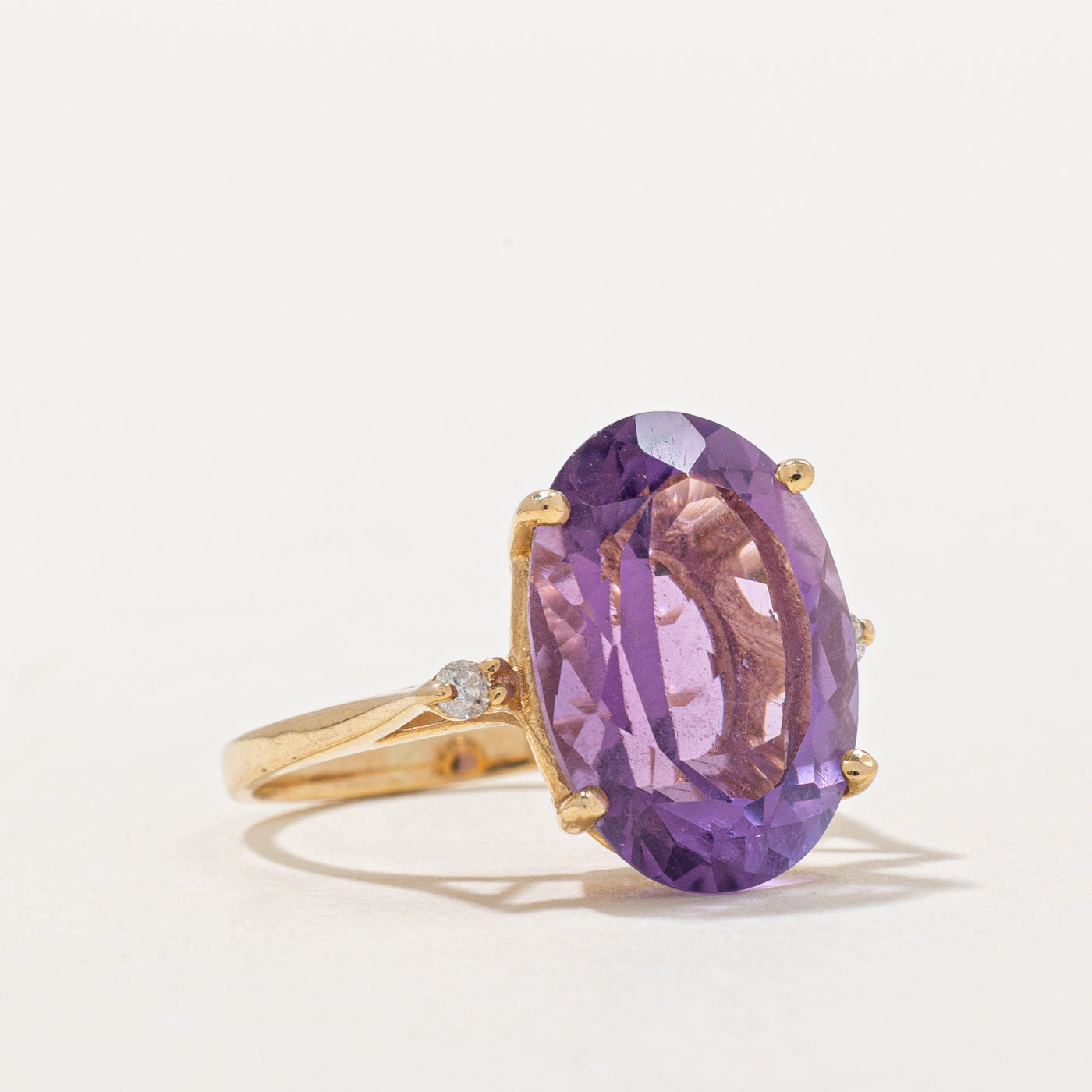 5.50ct Amethyst & 0.04ct Diamond Cocktail Ring - Size 4.5 | Elegant Purple Gemstone Jewelry for Women | Perfect for Evening Parties, Weddings & Special Occasions
