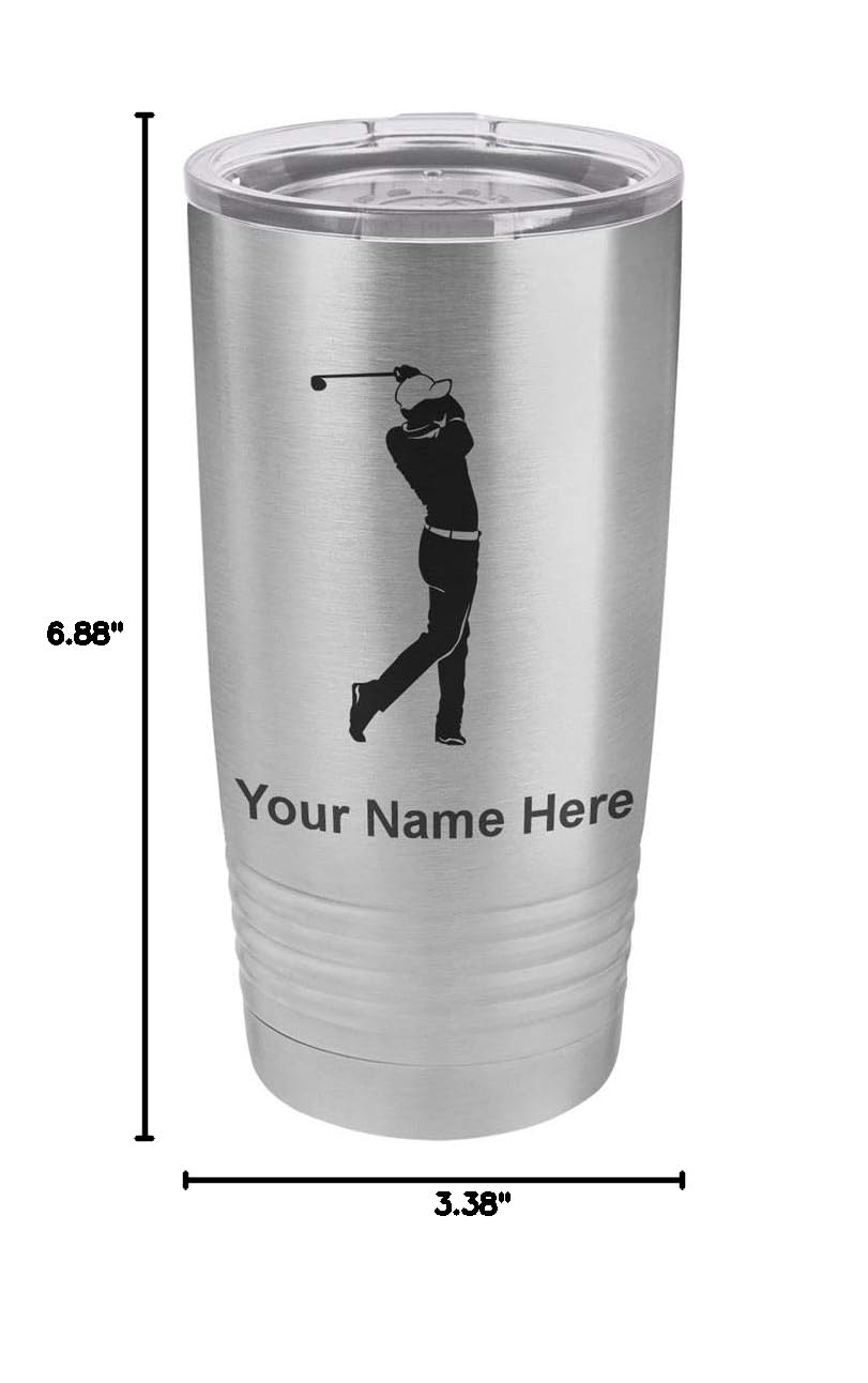 LaserGram 20oz Vacuum Insulated Stainless Steel Tumbler Mug with Personalized Engraving - Perfect for Golfers, Outdoor Sports & Daily Use - Keeps Drinks Hot/Cold for Hours