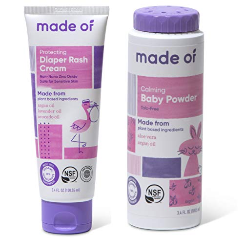 Organic Diaper Cream & Baby Powder for Sensitive Skin - Hypoallergenic, Natural & Safe for Babies - Made with Organic Ingredients by MADE OF - Perfect for Diaper Rash Prevention & Gentle Baby Care