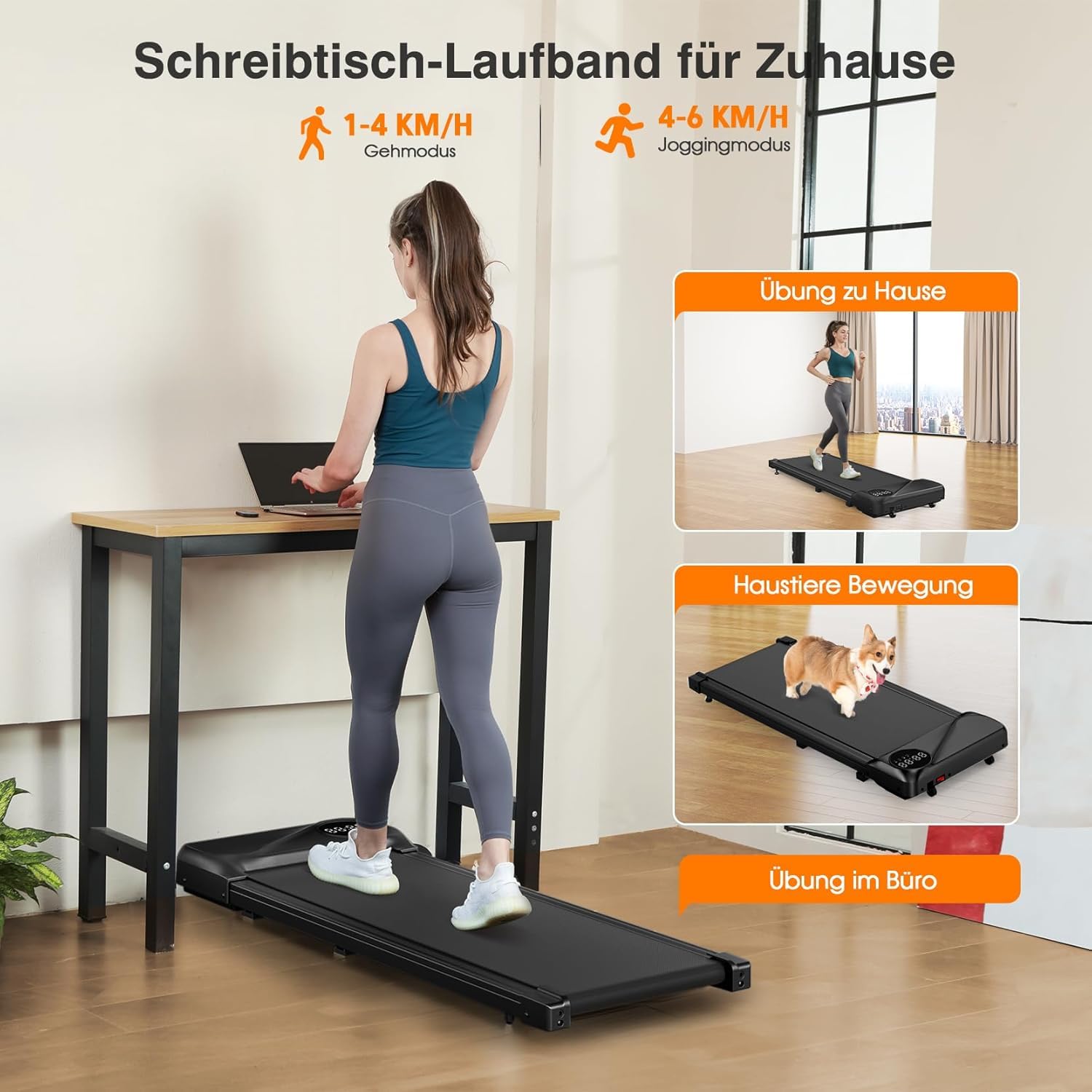 THERUN 2.5HP Foldable Treadmill - Extra Large Running Mat with Remote Control, Tablet Holder & LCD Display - Compact Walking Pad for Home & Office - Perfect for Home Gym, Small Spaces & Workout While Working