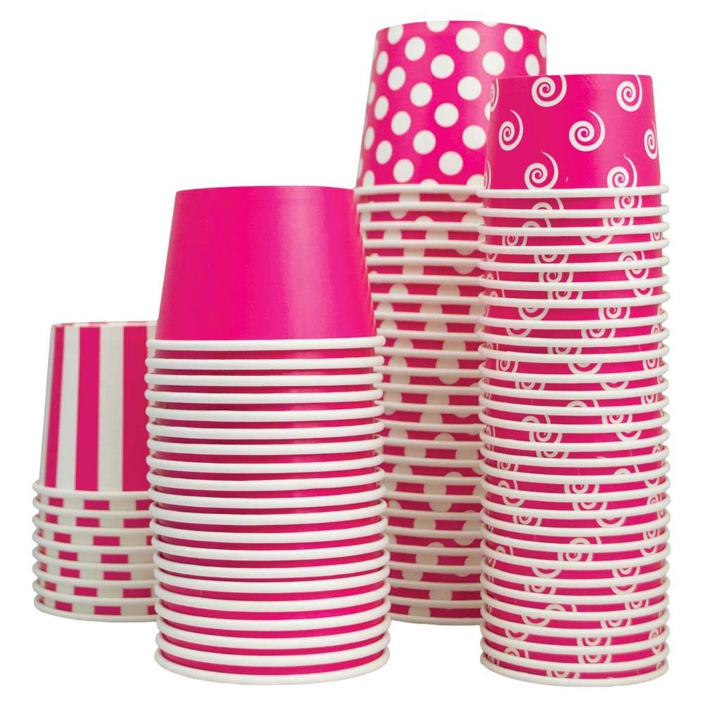 UNIQ 1,000 Count Pink Disposable Ice Cream Bowls - 12 oz Paper Dessert Cups for Hot & Cold Foods - Bulk Ice Cream Supplies for Parties, Catering & Frozen Treats