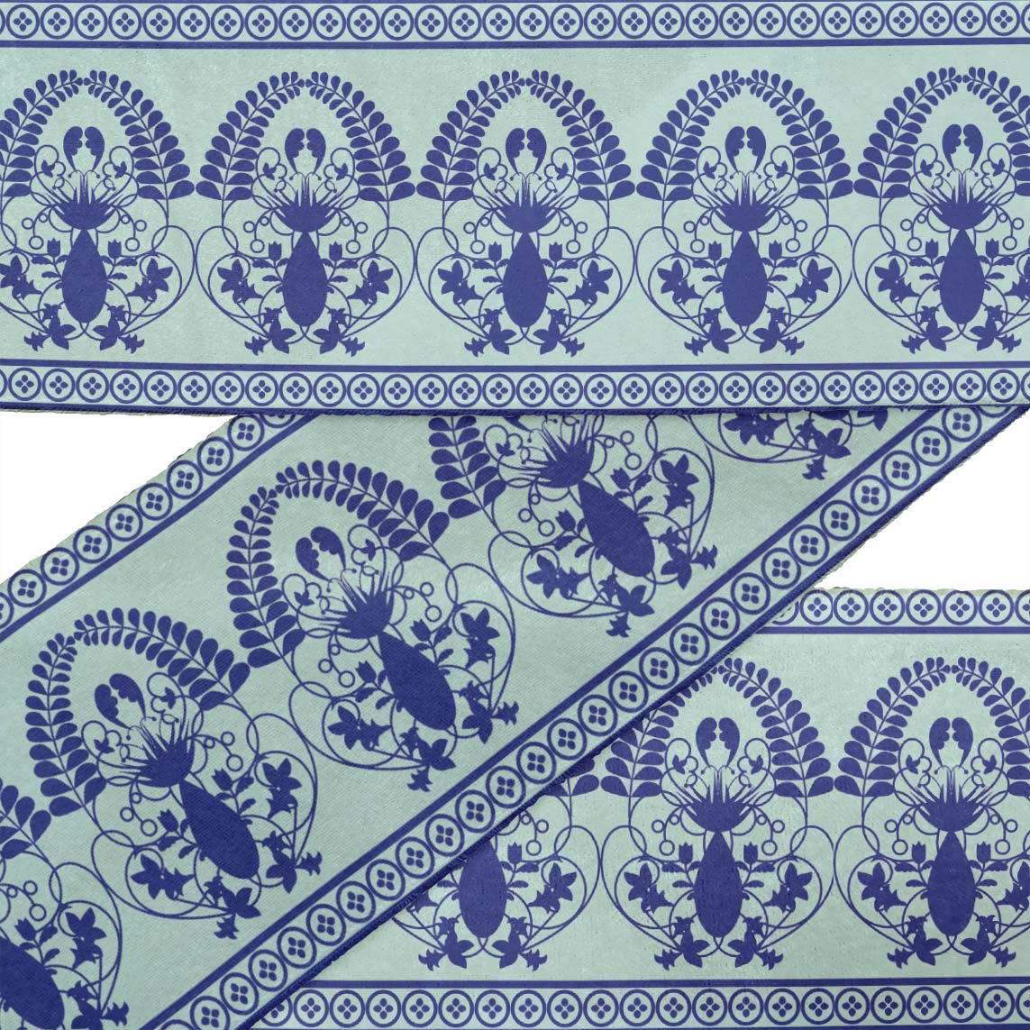 Green Leaves & Floral Printed Ribbon Trim - 9 Yard Dupion Fabric Lace for Sewing, Crafts & DIY Accessories (3 Inches Wide) - Perfect for Dressmaking, Home Decor & Gift Wrapping