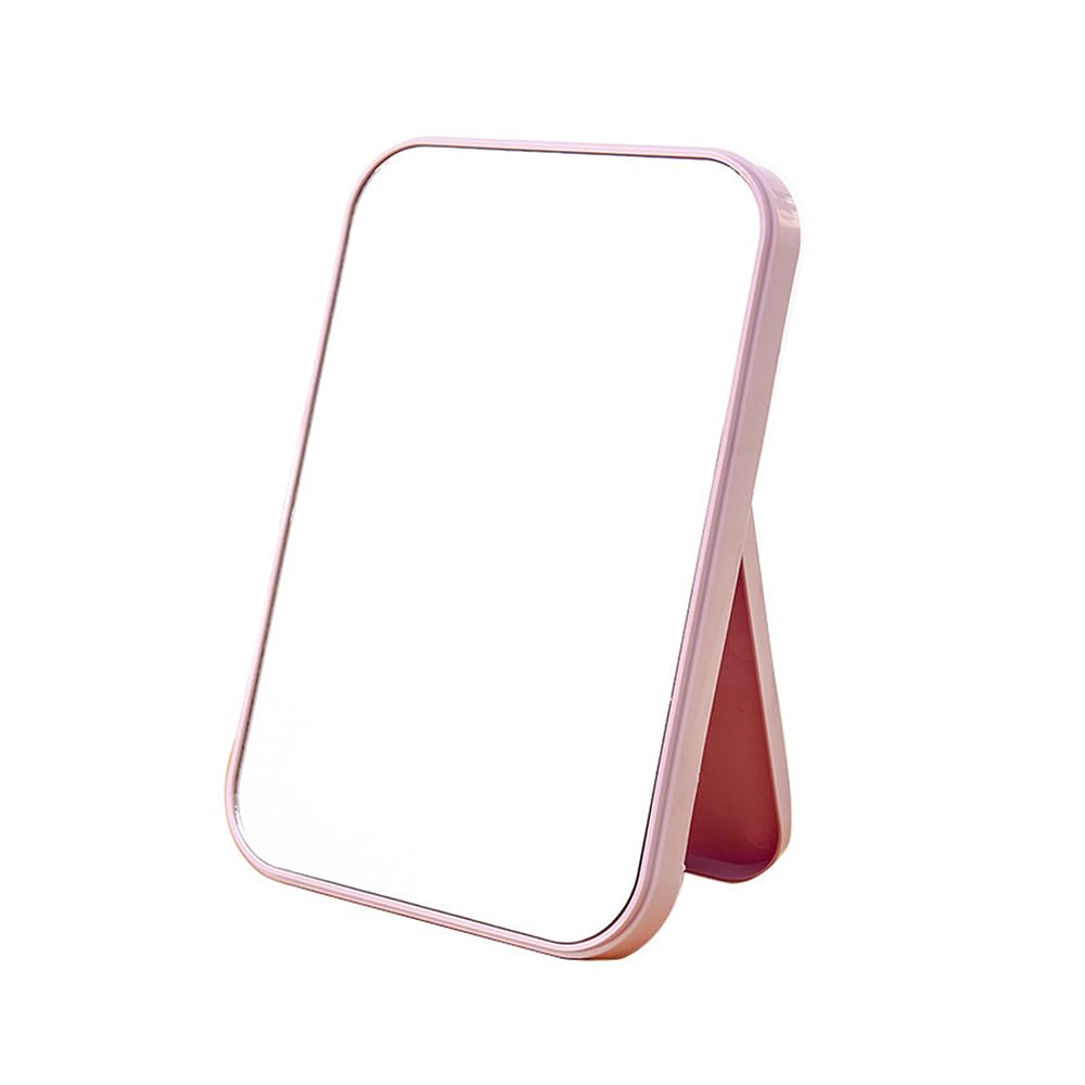 Ultra-Slim Portable Folding Mirror for Makeup - 5.7''x4.0'' Travel Vanity Mirror with Durable Plastic Frame & Folding Bracket (Pink) - Perfect for Home, Travel, Dorm & Salon Use