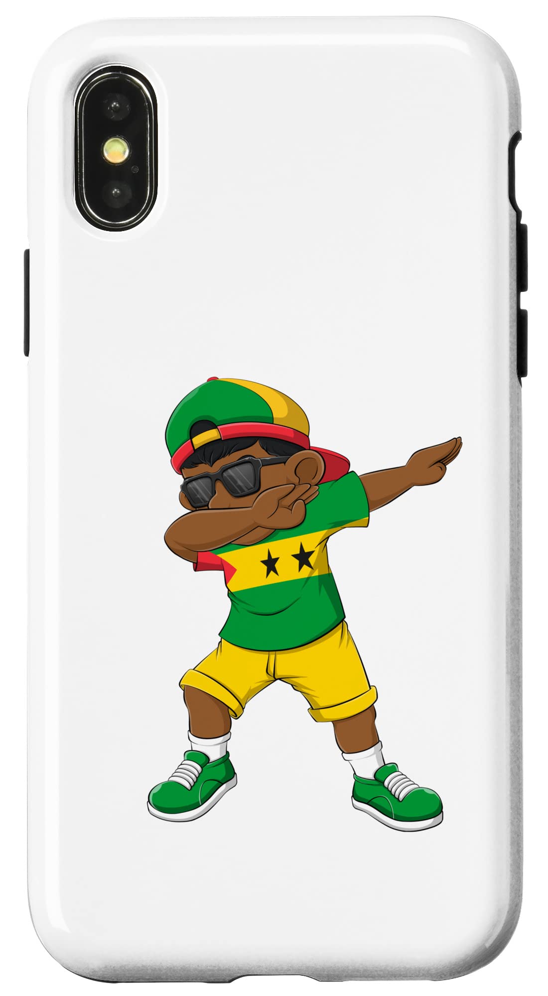 iPhone X/XS Dabbing Boy Sao Tome And Principe Flag Kids Dab Dance Case - Fun Protective Cover for Teens, Boys, Girls, Dance Parties & School