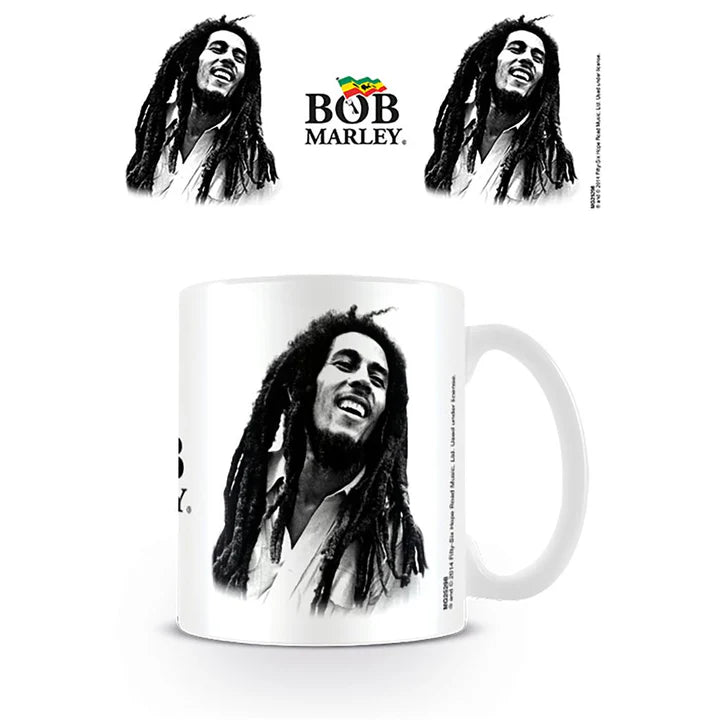 Bob Marley Black and White Coffee Mug - 11oz Ceramic Cup for Tea, Hot Chocolate, or Office Use - Perfect Gift for Reggae Fans and Music Lovers