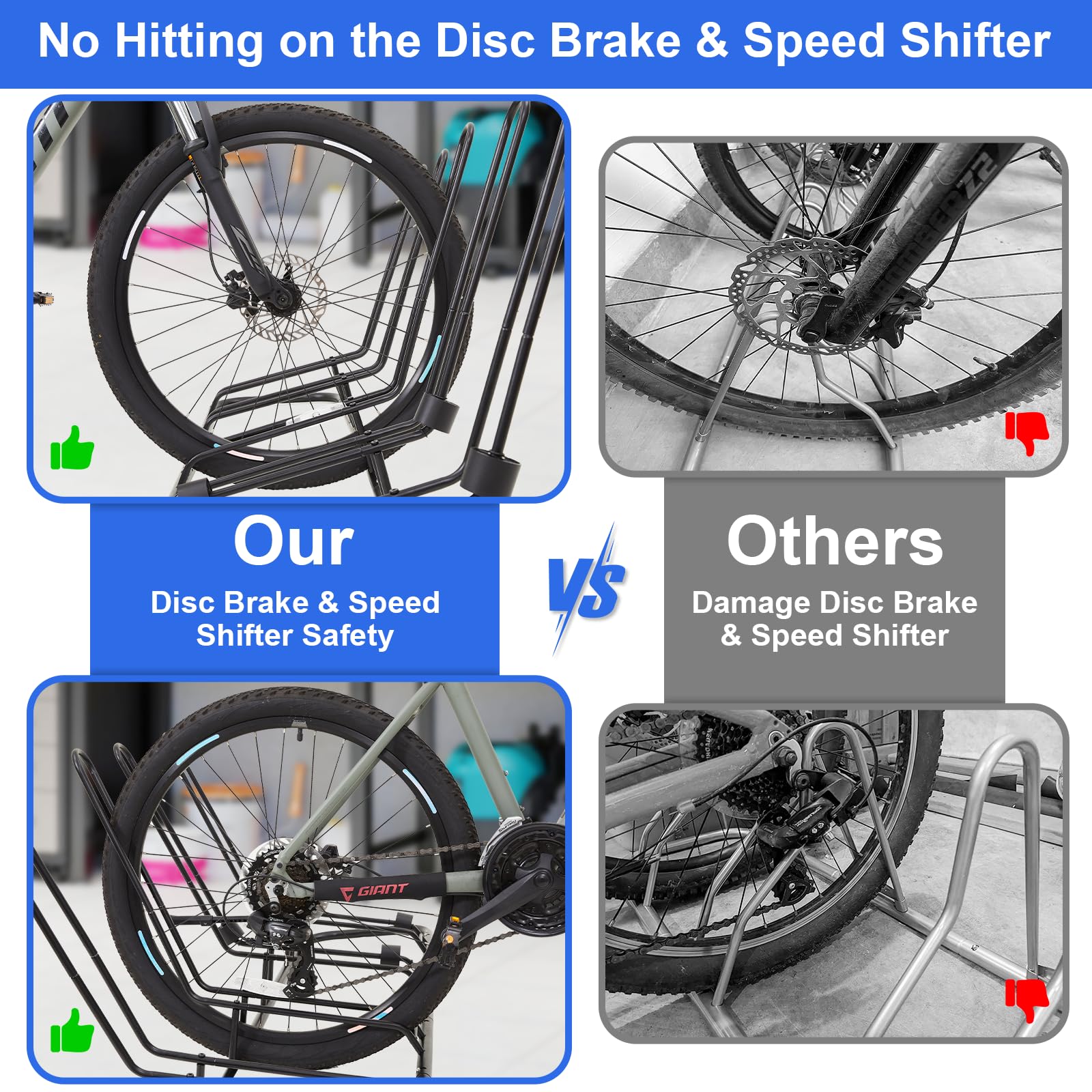3 Bike Floor Stand Rack - No Contact with Disc Brakes & Derailleur - Waterproof Bicycle Storage for Garage, Home & Outdoor Use - Perfect for Road Bikes, Kids Bikes & Mountain Bikes (MTB) - Ideal for Space-Saving Bike Organization in Small Garages, Apartments and Backyards