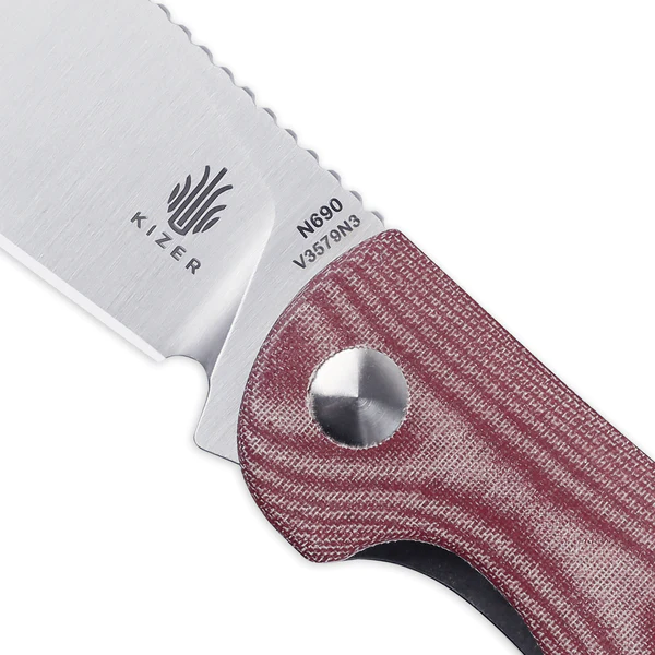 Kizer Infinity Folding Knife - Red Micarta Handle, EDC Pocket Knife for Outdoor, Camping, and Everyday Carry