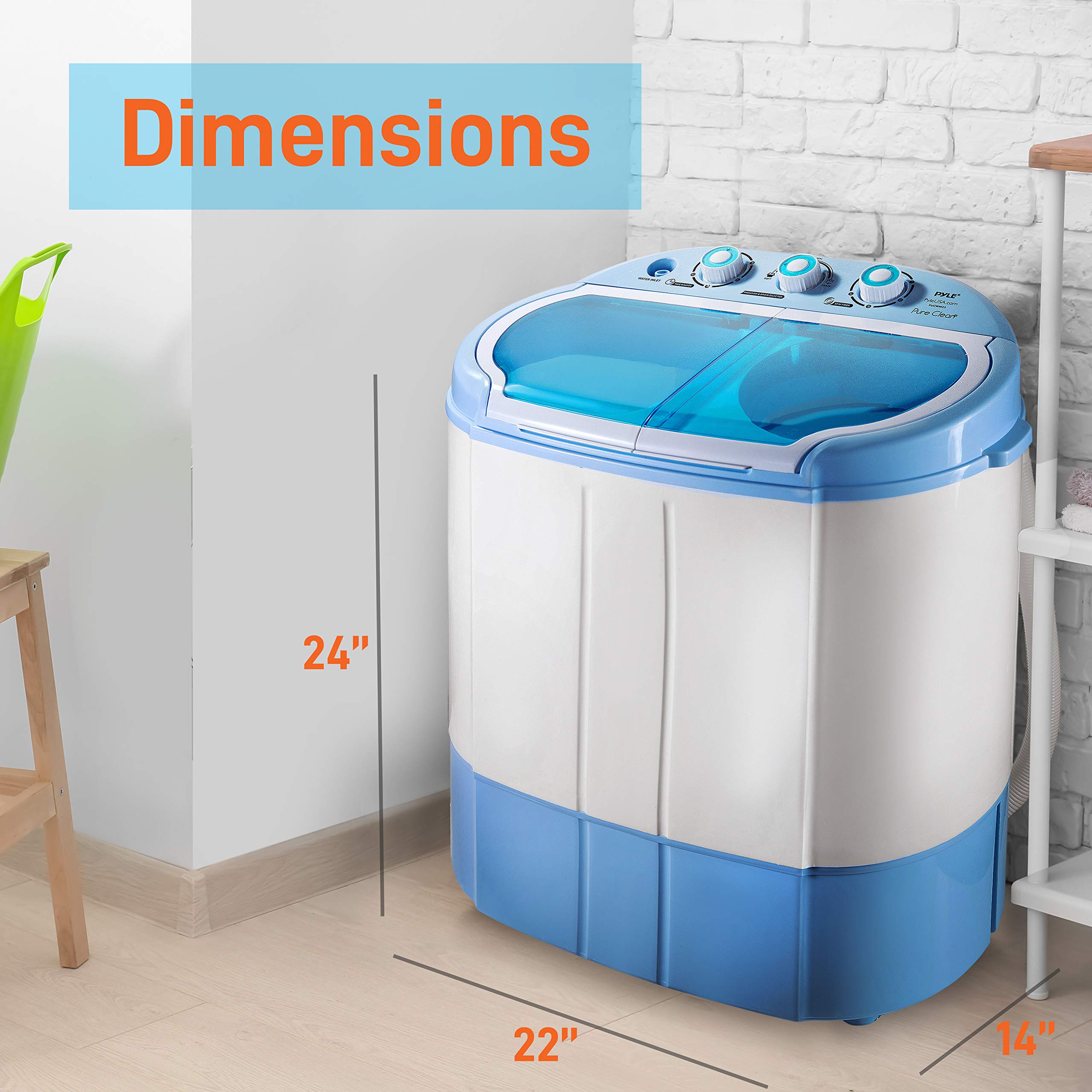 Pyle XPB20-288S Compact Portable Washer & Dryer Combo - 0.9 Cu.Ft Capacity, White & Amazon Basics Foldable Laundry Drying Rack - 41.8