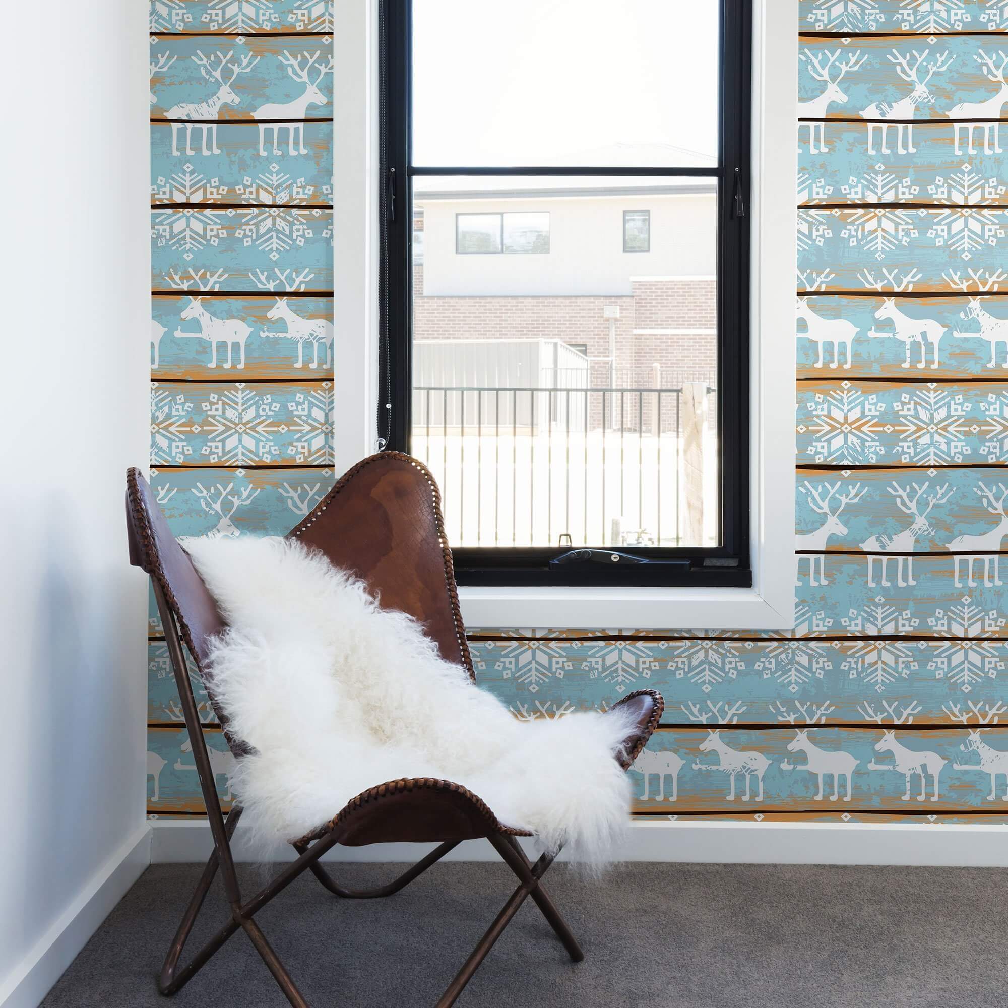 Teal and White Faux Themed Peel and Stick Removable Wallpaper 6233 - Self-Adhesive Decorative Wall Covering for Bedroom, Living Room, Nursery & Office Decor