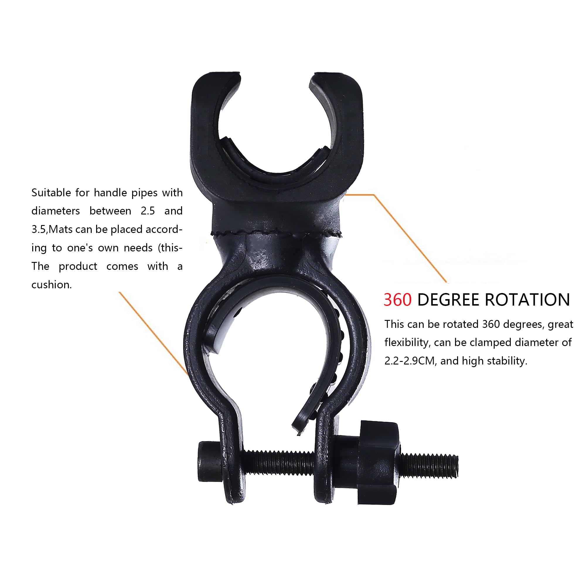 3PCS 360-Degree Rotating Cane Holder for Walkers - Universal Crutch Stick Bracket Accessories for Drive Rollator, Walker, Wheelchair & Mobility Aids - Perfect for Elderly, Disabled & Post-Surgery Support at Home or Outdoors