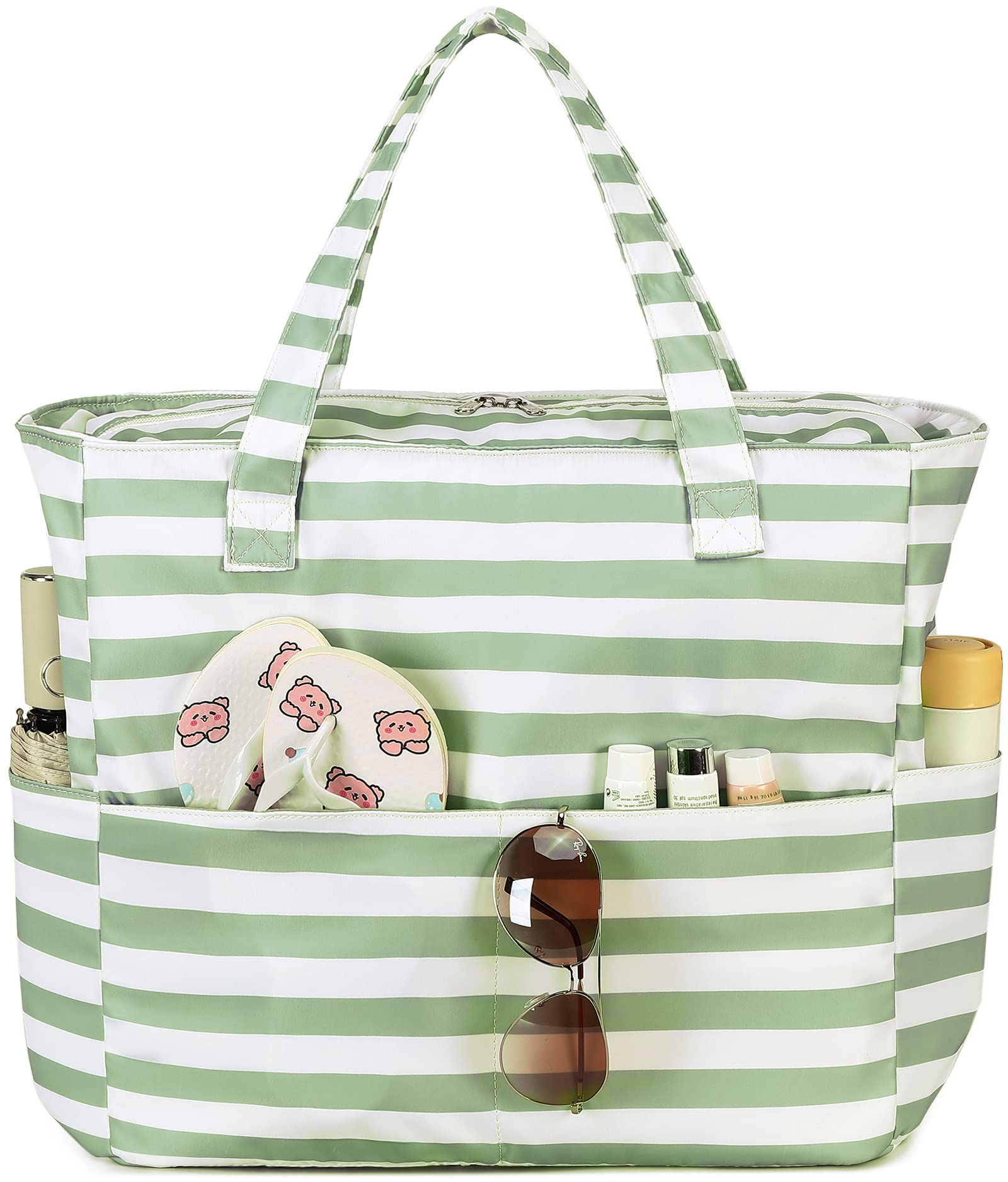Waterproof Sandproof Beach Tote Bag for Women - Large Zippered Pool Bag with Wet Pocket - Perfect for Gym, Grocery, Travel & Summer Outings