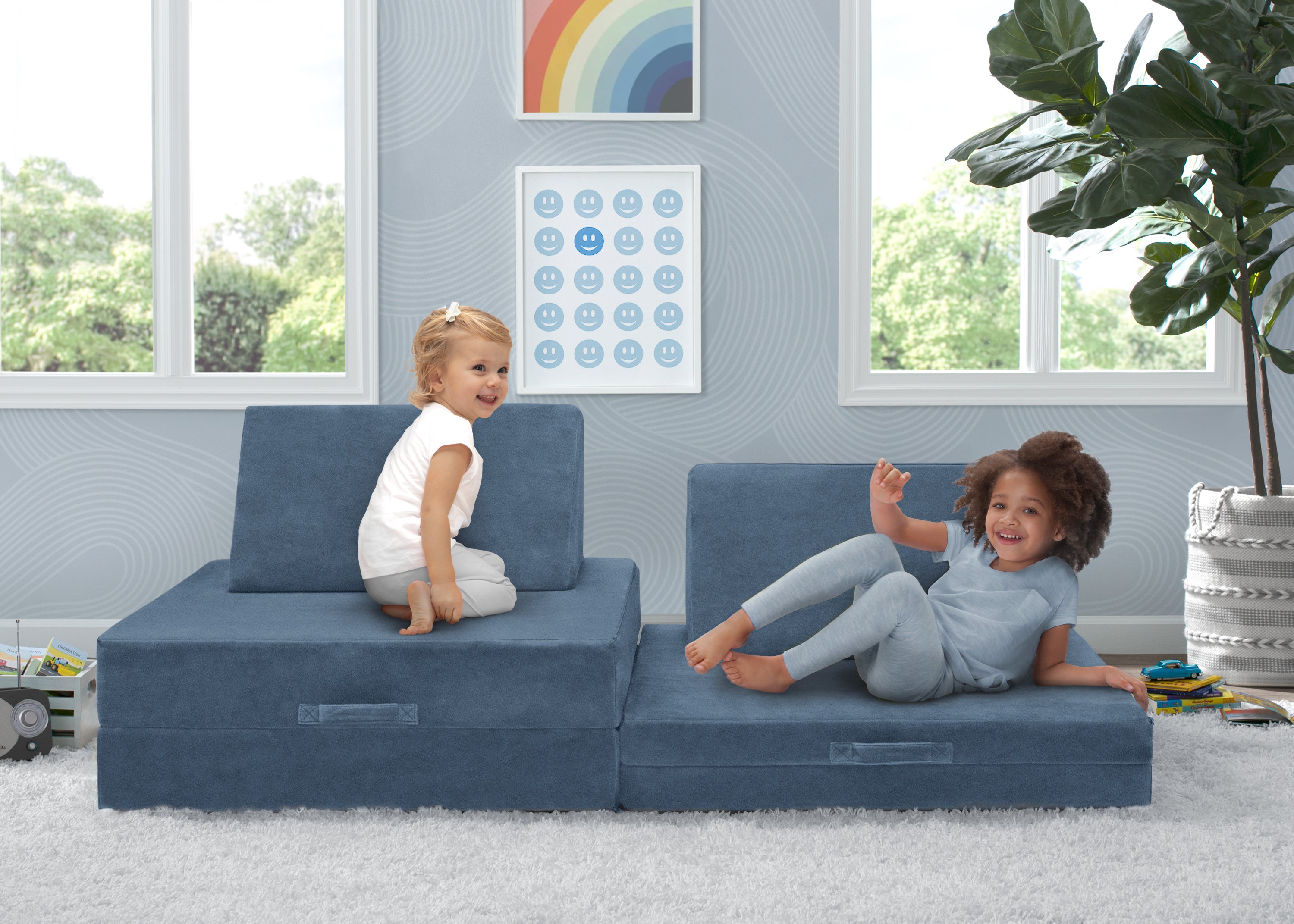 Cozee Play Couch & 4-Piece Lounger Set - Kids Play Furniture for Indoor & Outdoor Use - Perfect for Playrooms, Living Rooms, and Backyard Fun