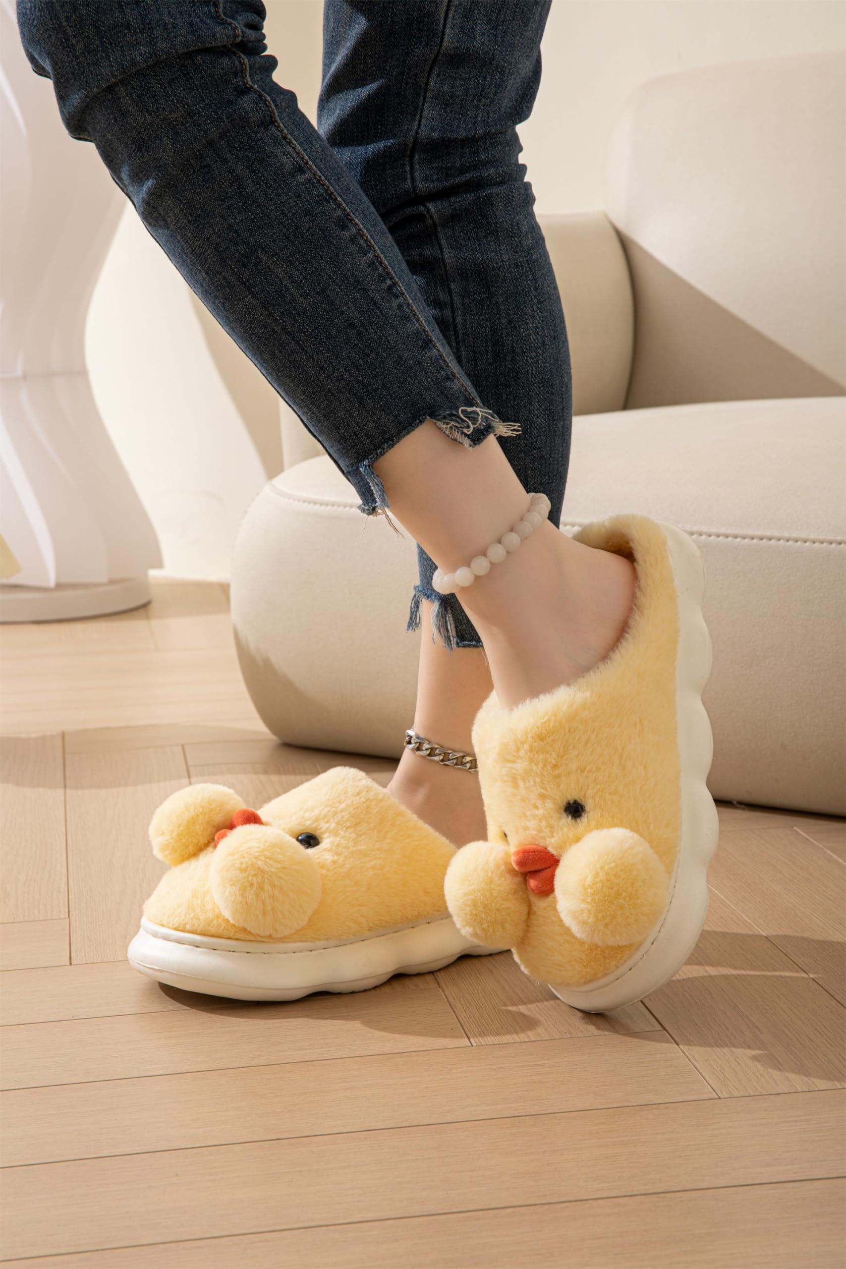 LANFIRE Women's Duck Cotton Slippers - Cozy Warm Plush Animal House Shoes for Indoor Comfort - Perfect for Winter Lounging, Relaxing at Home & Gift Giving
