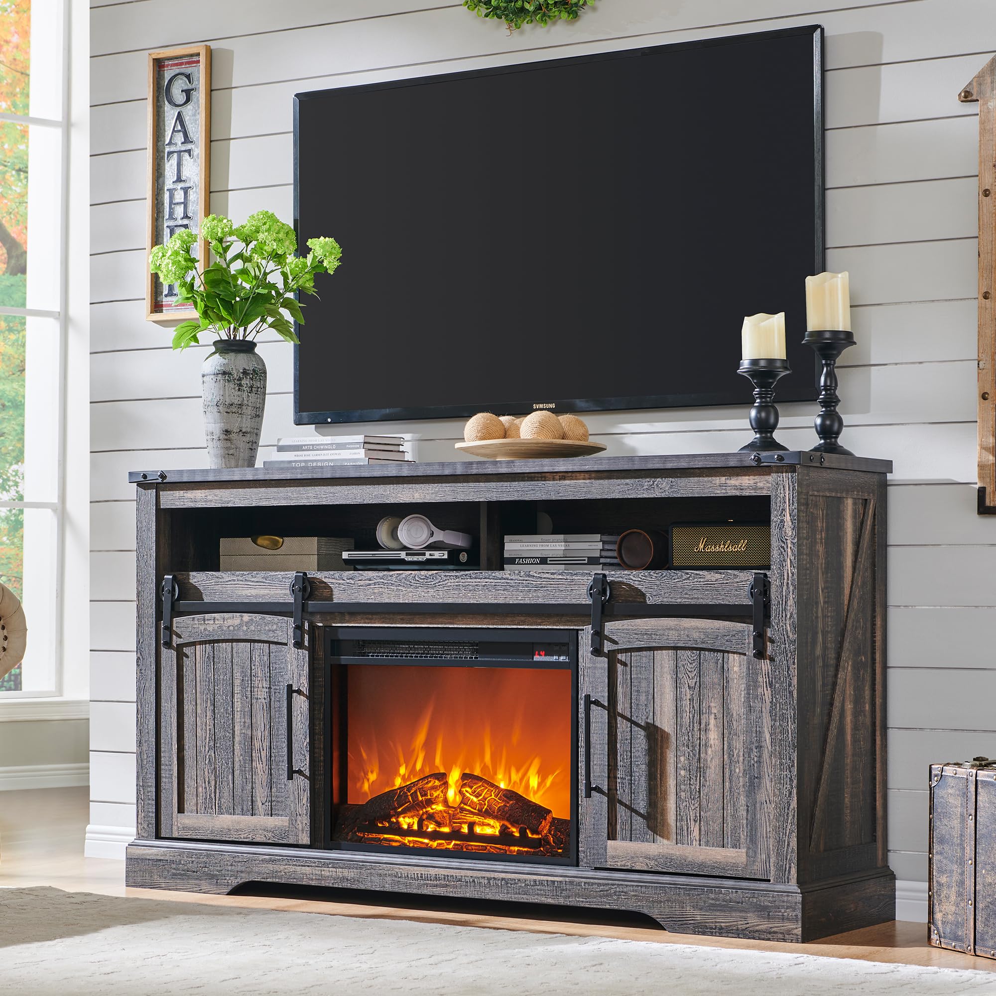 Farmhouse TV Stand for 70+ Inch TV - 33