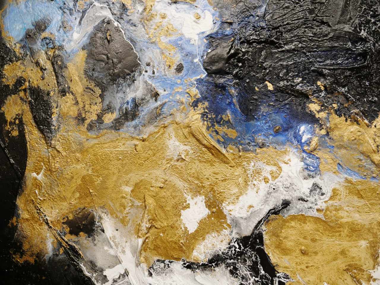 Golden Potion 190cm x 100cm Paynes Grey Gold Black Textured Abstract Canvas Art - Modern Wall Decor for Living Room, Bedroom & Office