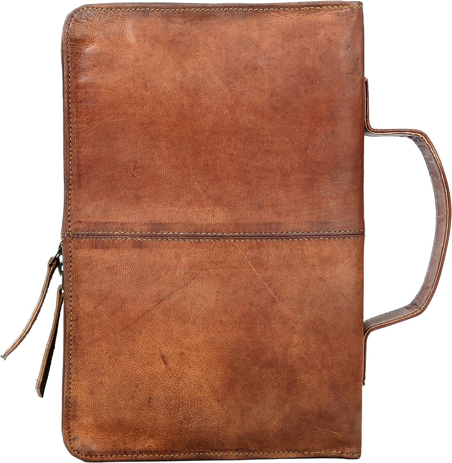 Genuine Leather Bible Cover with Handle & Back Pocket - Large Size for Bible, Planner & Notebook - Perfect for Church, Travel & Daily Use